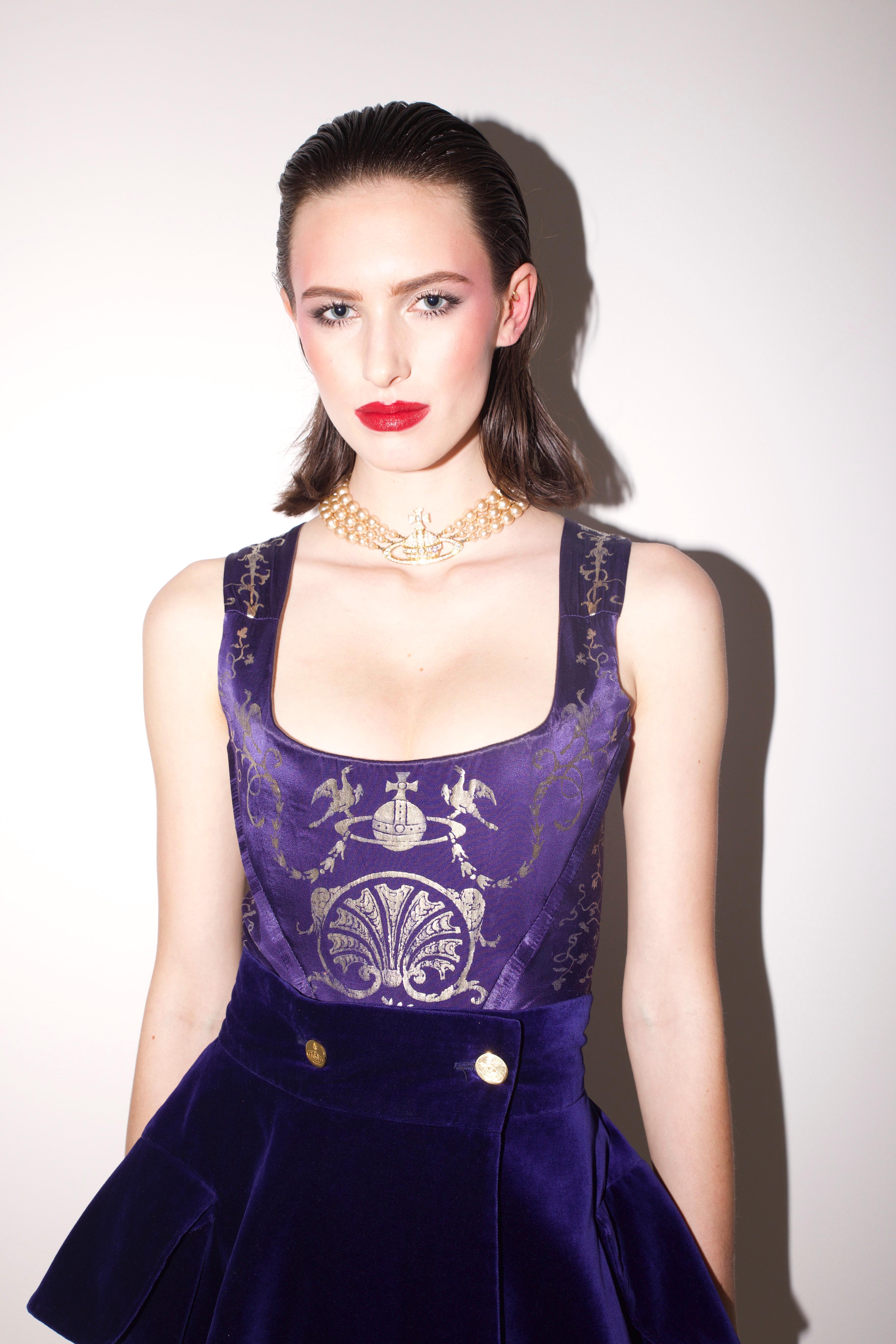 Vivienne Westwood H/W 1991 Kleiderkorsett aus Satin mit Metallic-Boulle-Druck England im Angebot 1