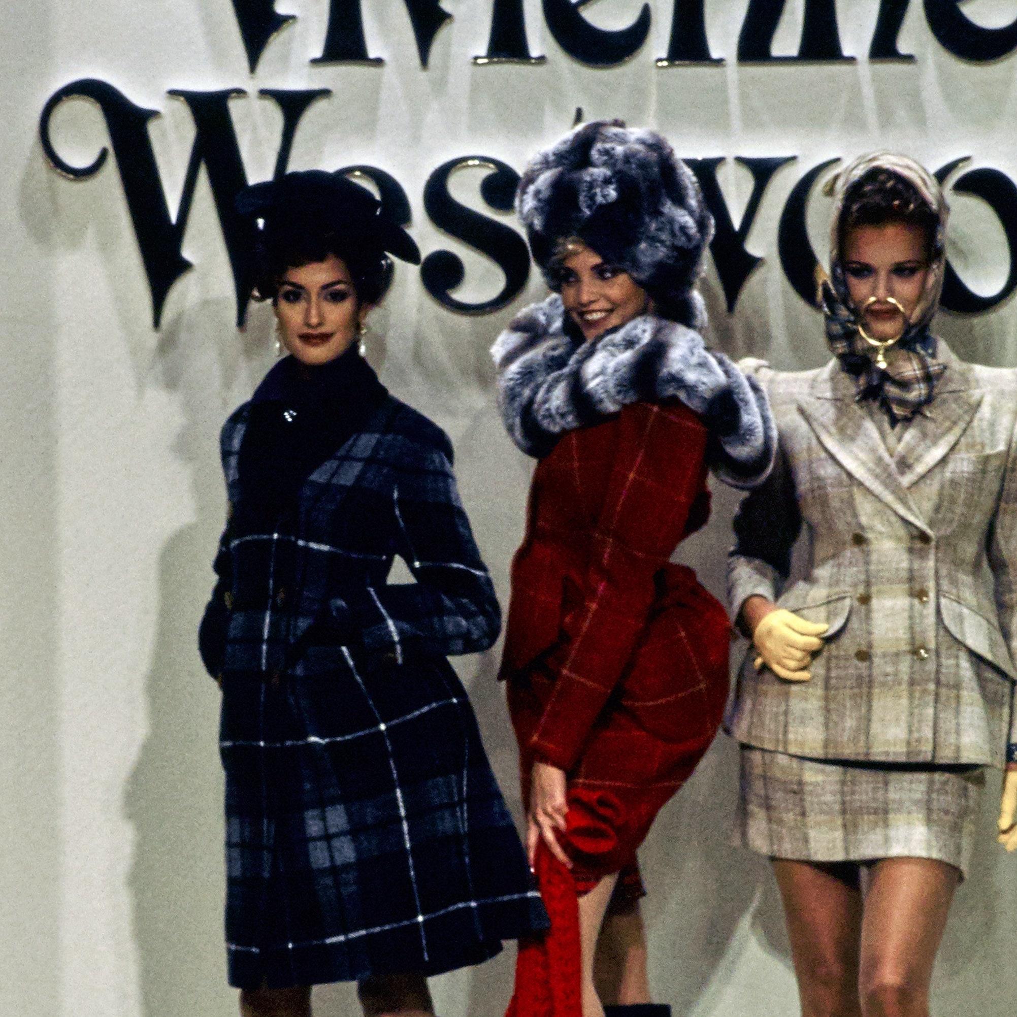 VIVIENNE WESTWOOD FW 1994 Talla 4 Traje de falda a cuadros tartán de lana azul rojo 6