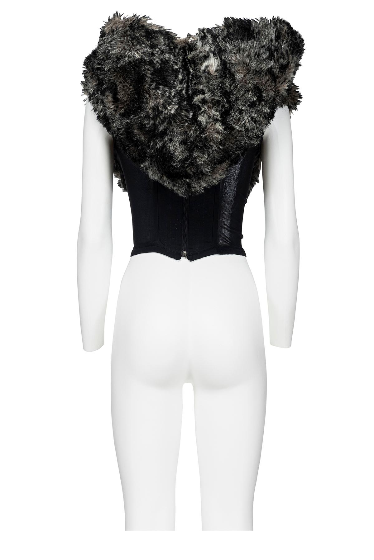 da uomo o donna VIVIENNE WESTWOOD FW 93 Iconic and Rare Fake Fur Hooded Corset in vendita