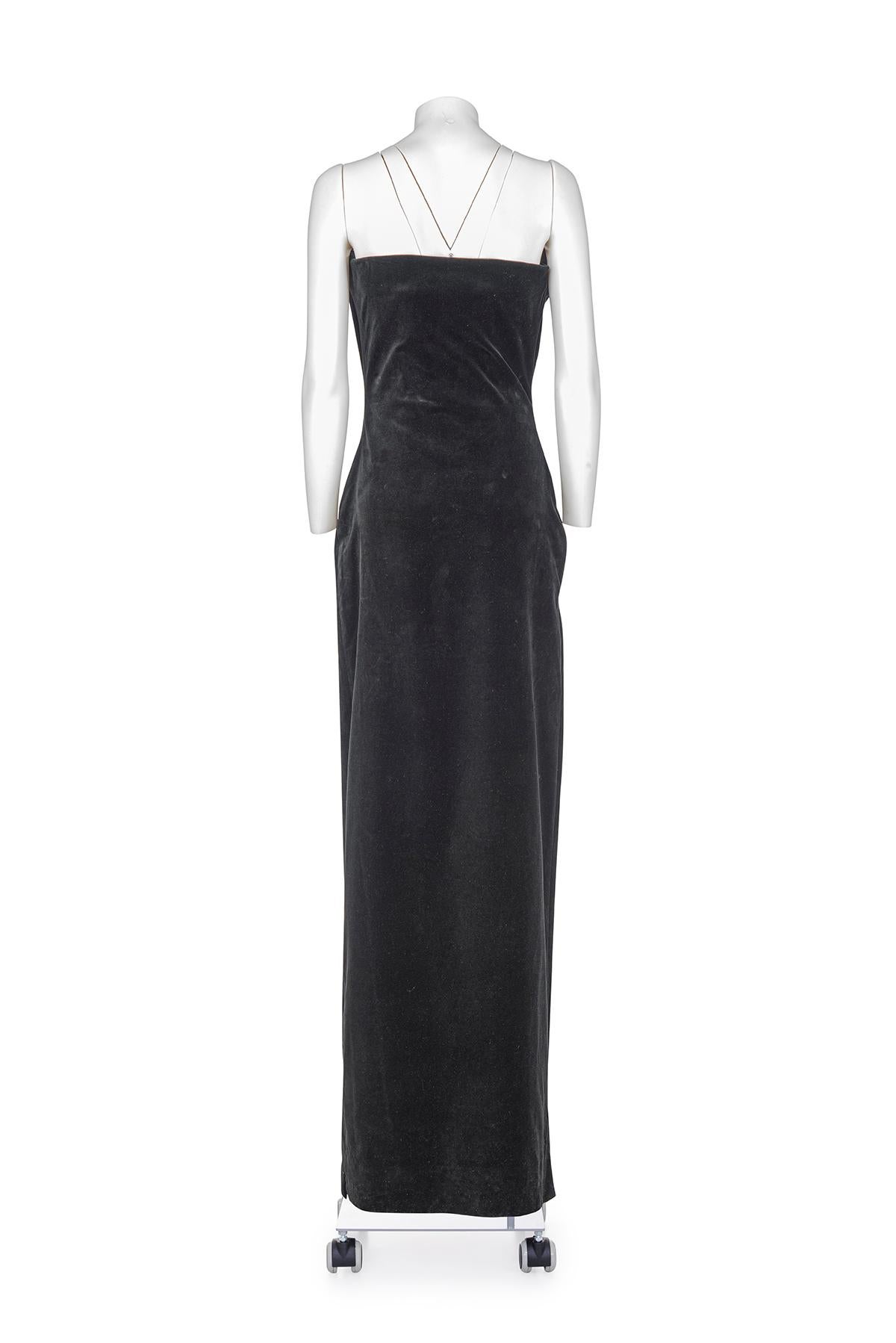 VIVIENNE WESTWOOD FW 98 Icónico y raro vestido largo de terciopelo con corpiño Black en venta