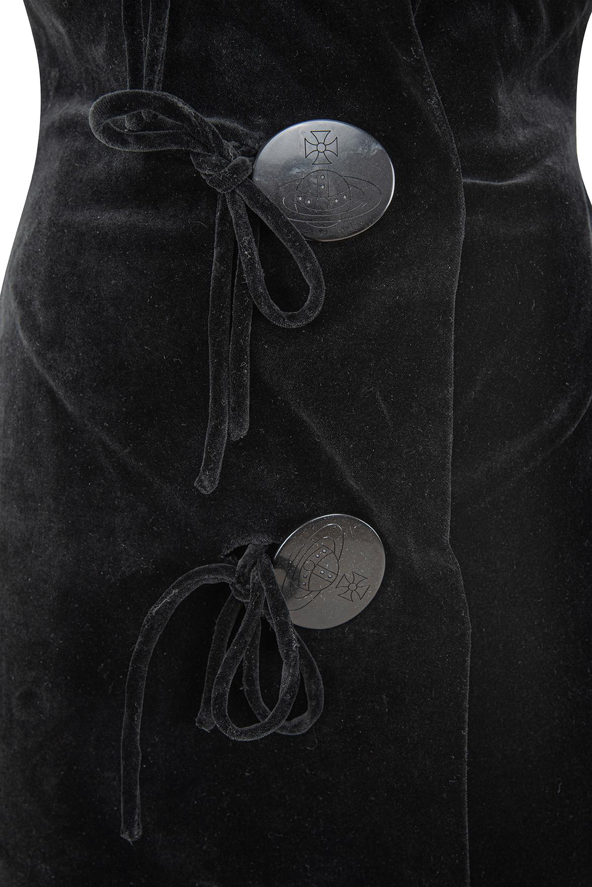 Femenino o masculino VIVIENNE WESTWOOD FW 98 Icónico y raro vestido largo de terciopelo con corpiño en venta