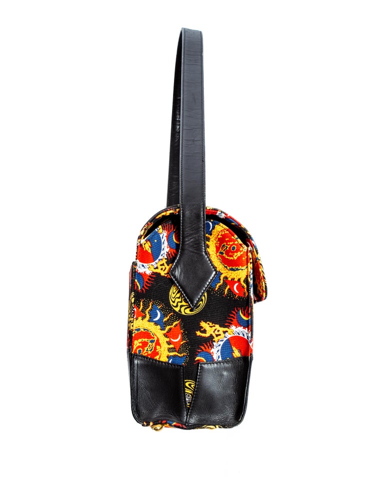 Vivienne Westwood Galaxy Print Cotton And Leather Shoulder Flap Bag C 1995 For Sale At 1stdibs