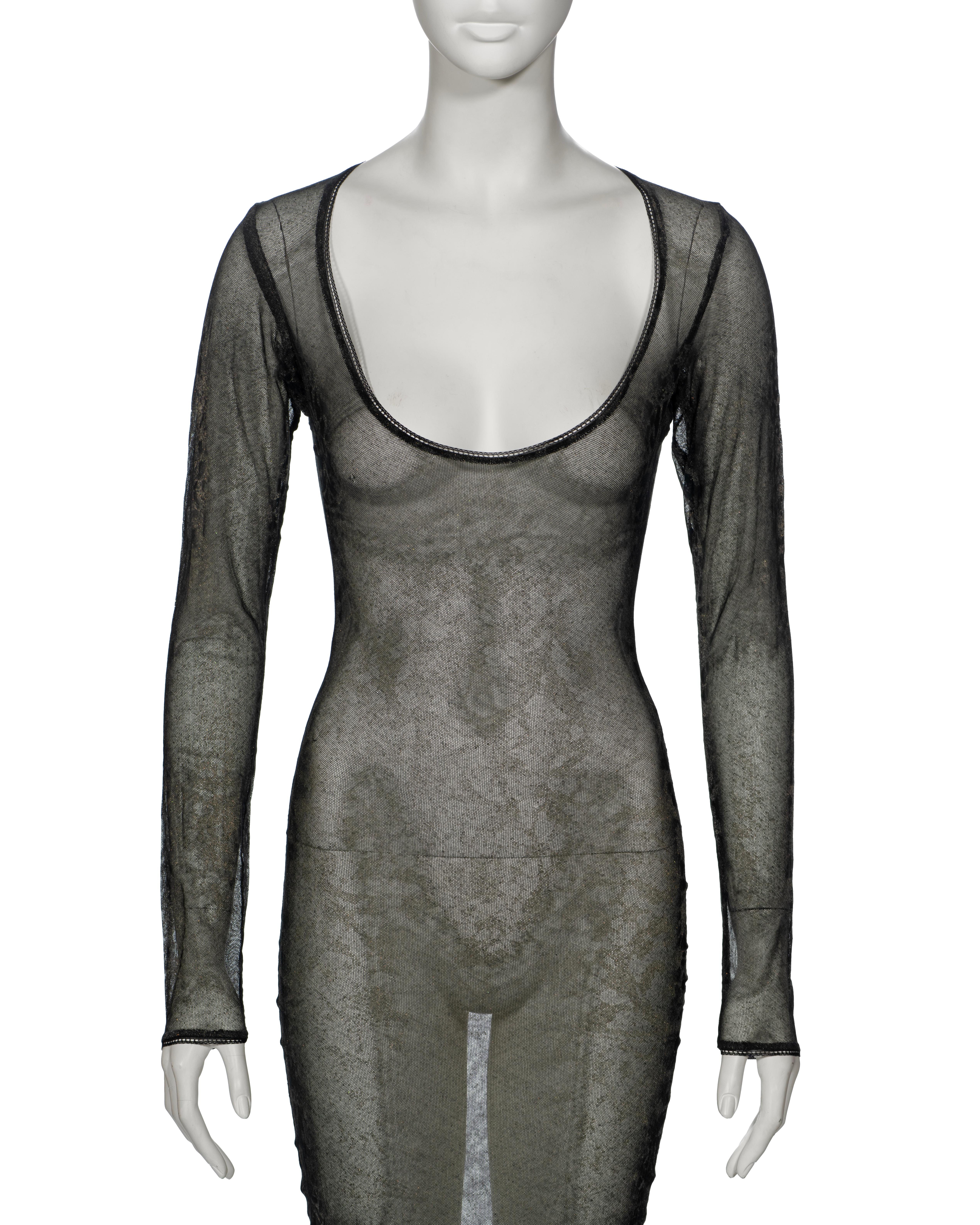 Vivienne Westwood Glitter Printed Sheer Cotton Mesh Evening Dress, fw 1992 In Fair Condition For Sale In London, GB