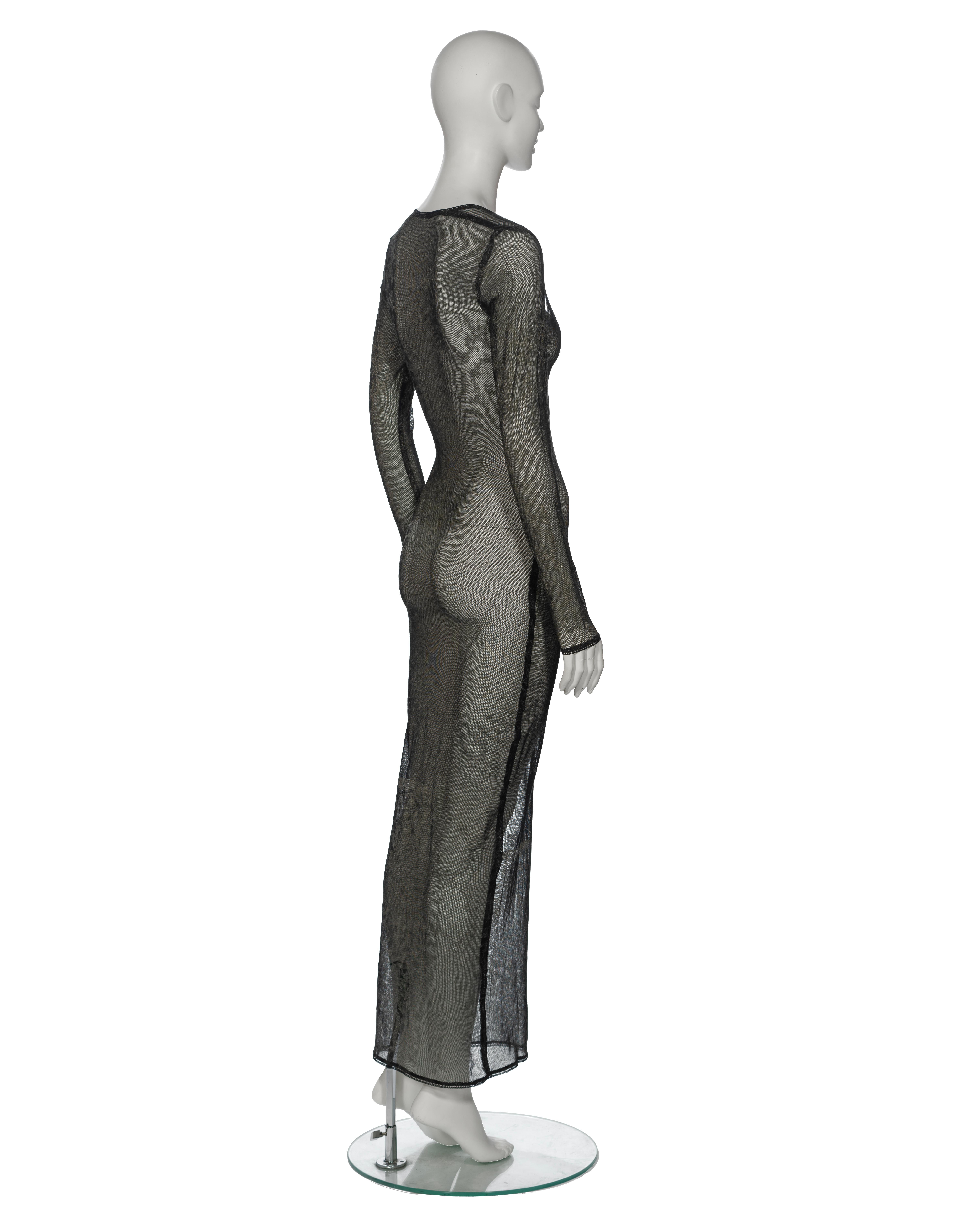 Vivienne Westwood Glitter bedrucktes Abendkleid aus durchsichtigem Baumwollgeflecht aus Mesh, H/W 1992 im Angebot 3