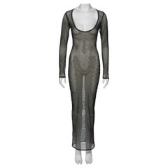 Vivienne Westwood Glitter bedrucktes Abendkleid aus durchsichtigem Baumwollgeflecht aus Mesh, H/W 1992