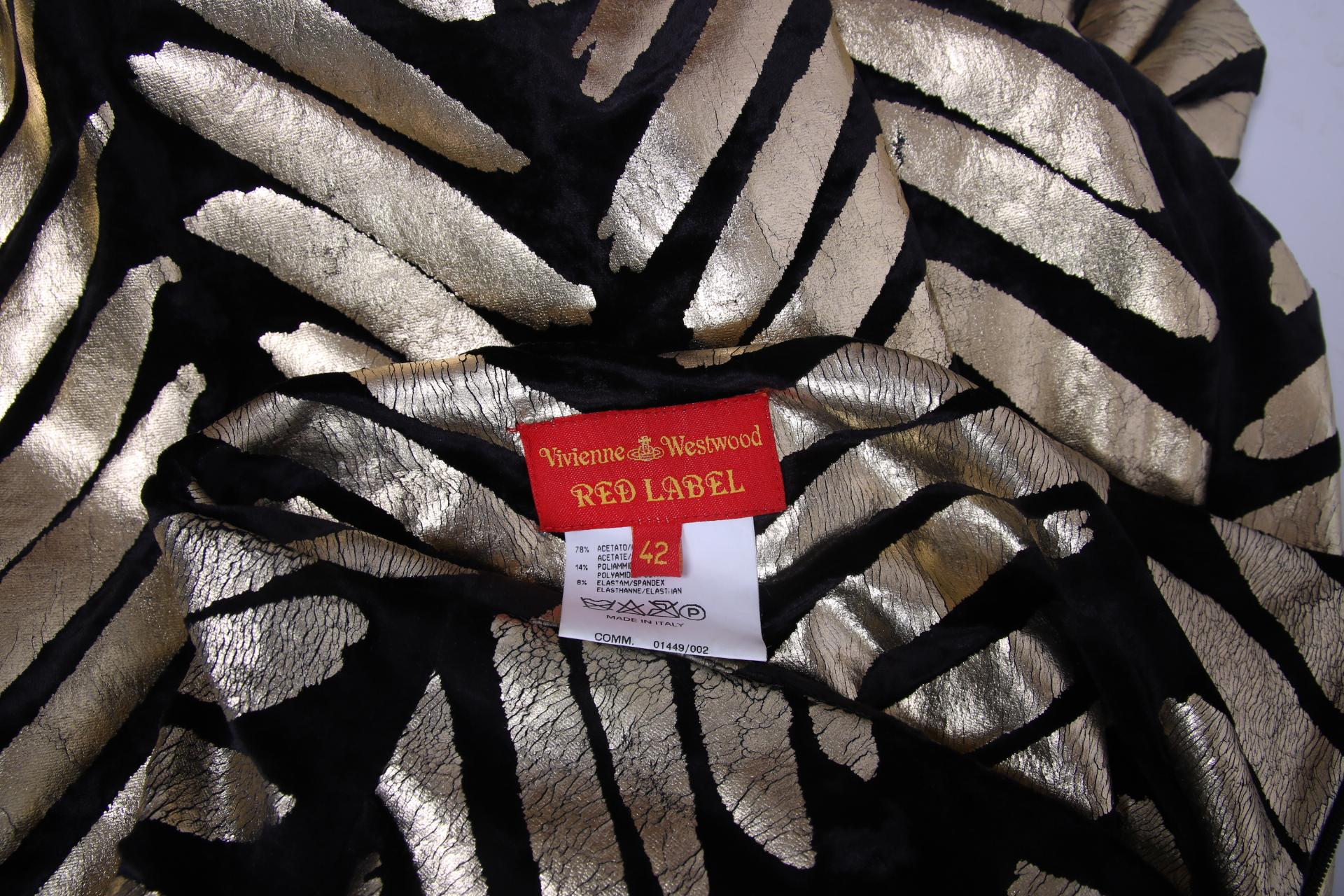 Vivienne Westwood Gold & Black Stretch Bustier Gown Dress w/ Fishtail Hem 1