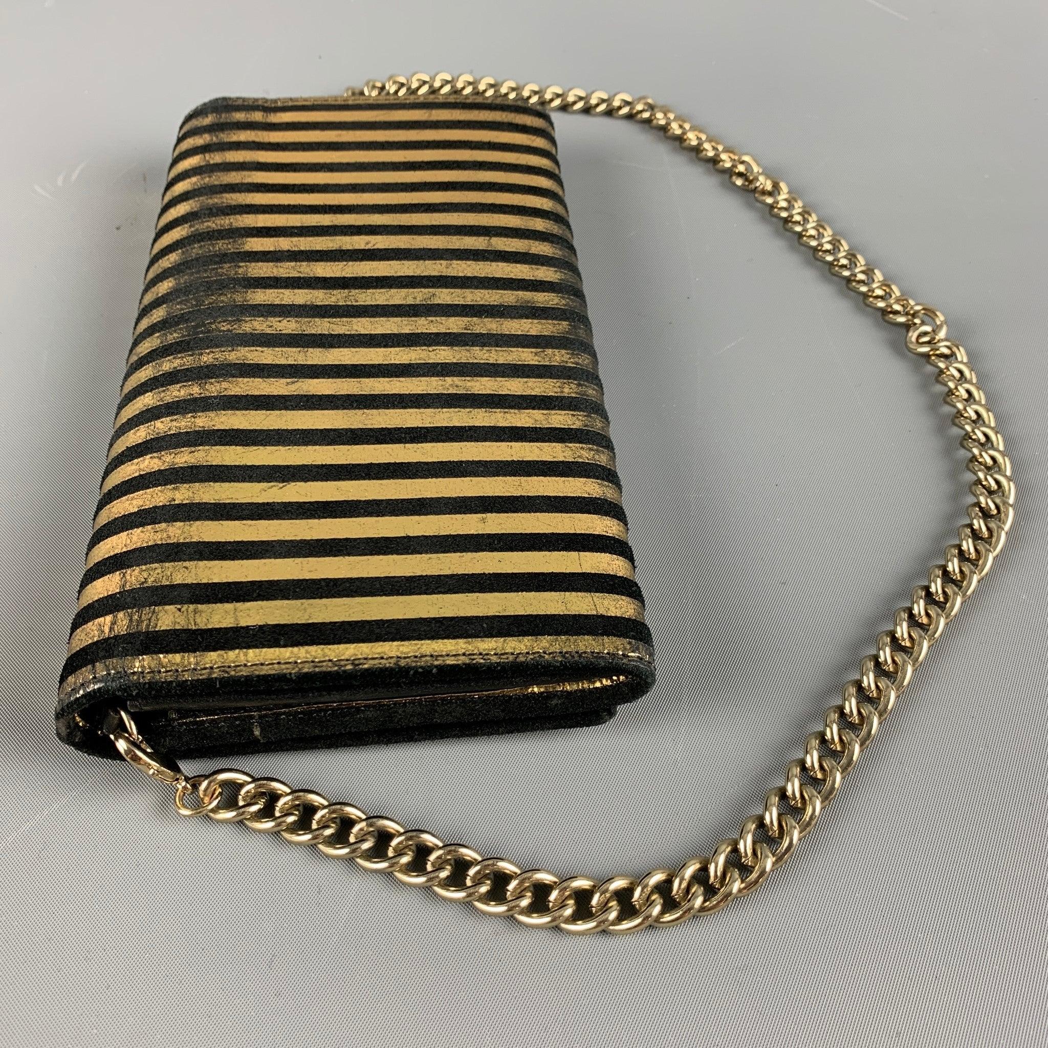 Men's VIVIENNE WESTWOOD Gold Black Stripe Leather Wallet Handbag