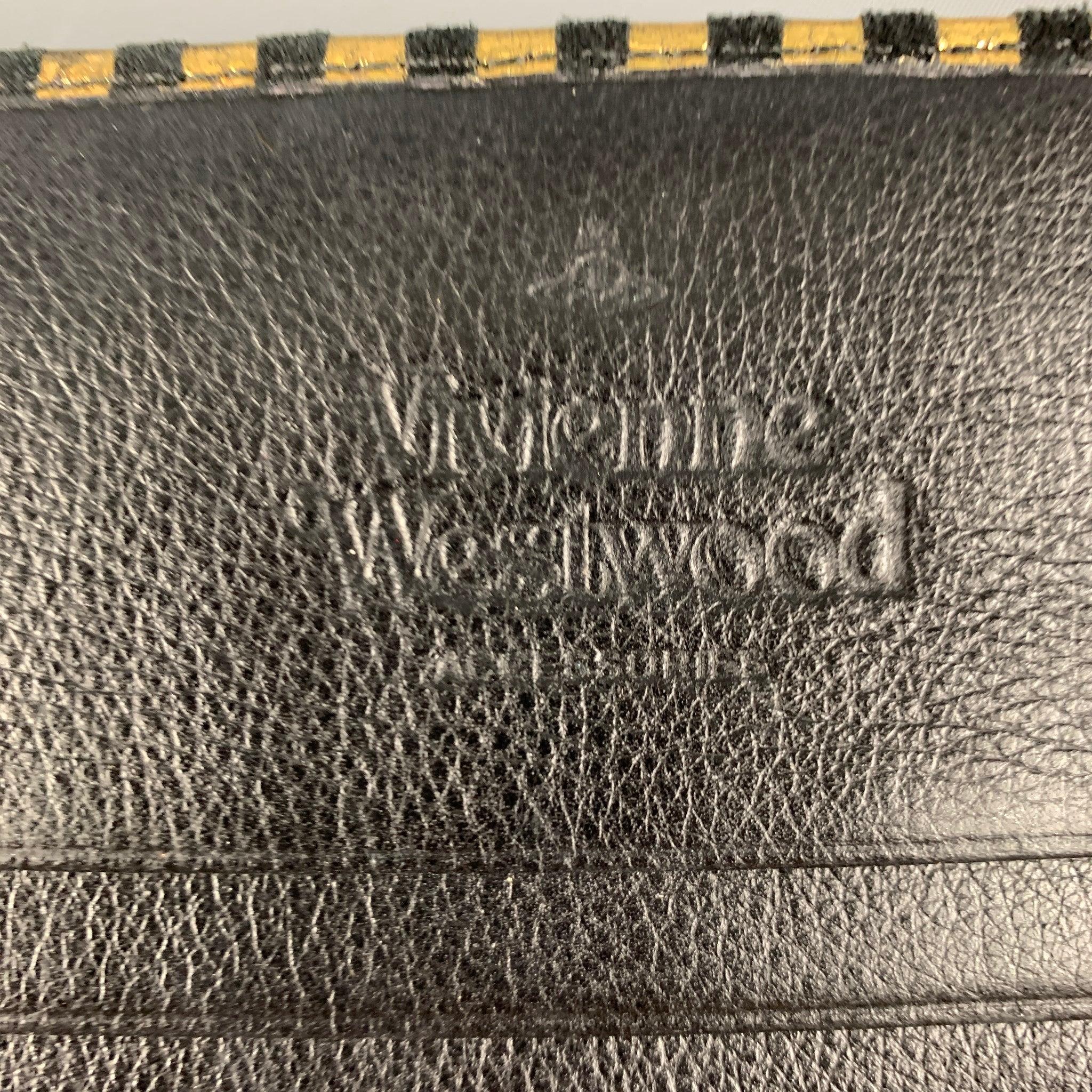 VIVIENNE WESTWOOD Gold Black Stripe Leather Wallet Handbag 3