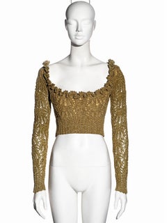 Vivienne Westwood gold crochet lurex long-sleeve cropped corset, fw 1993