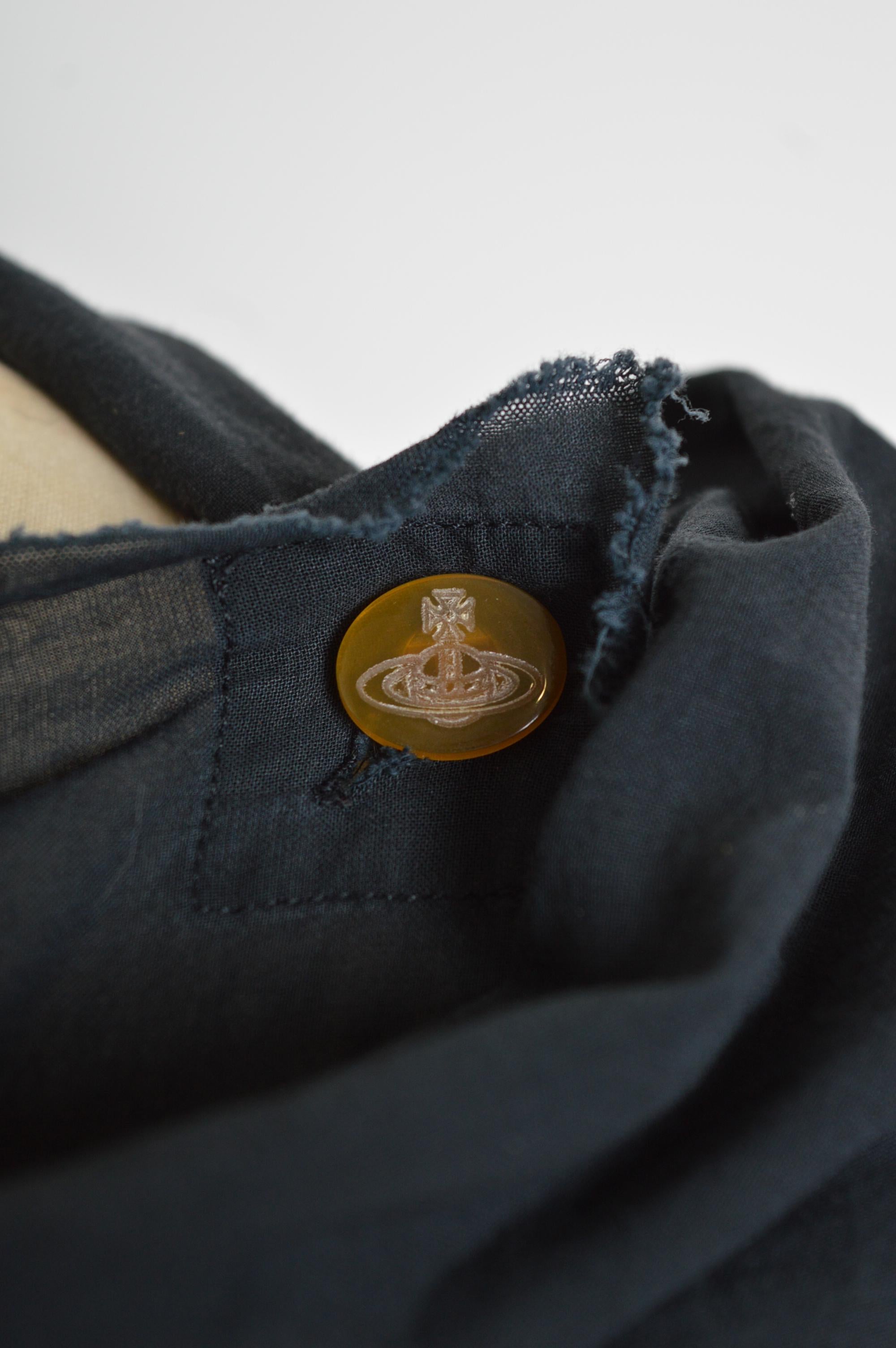 Vivienne Westwood Gold Label Camicetta in garza di cotone nera Avant Guard Top in vendita 6