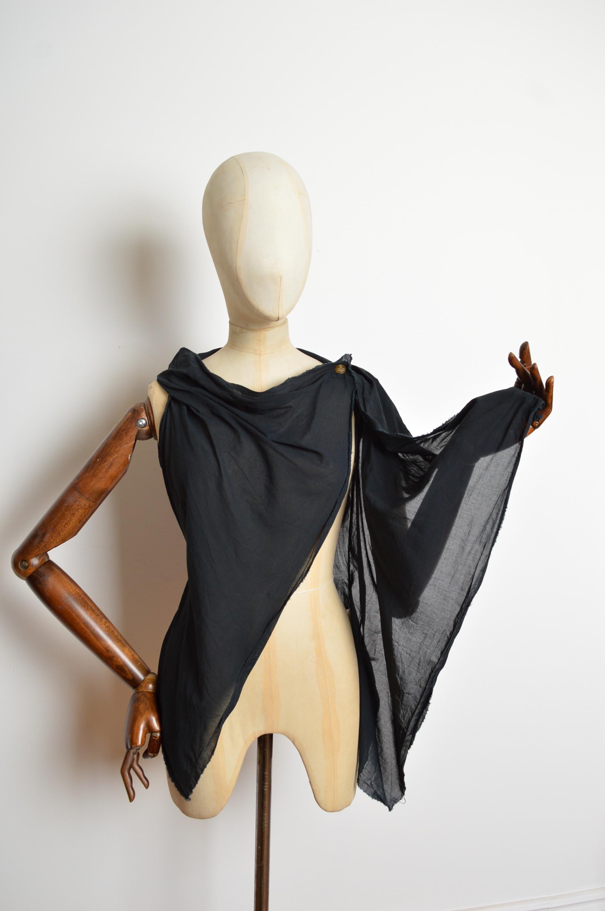 Vivienne Westwood Gold Label Camicetta in garza di cotone nera Avant Guard Top in vendita 7