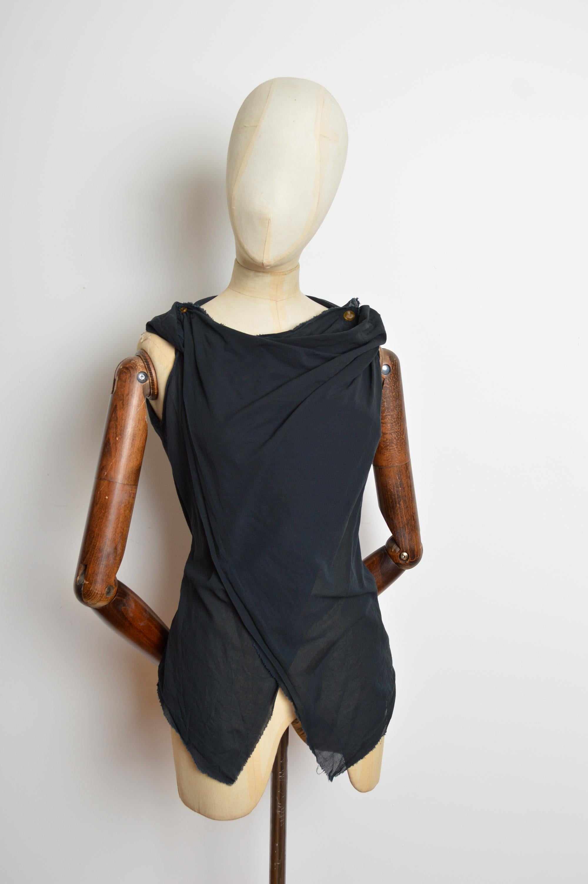 Vivienne Westwood Gold Label Camicetta in garza di cotone nera Avant Guard Top in vendita 2