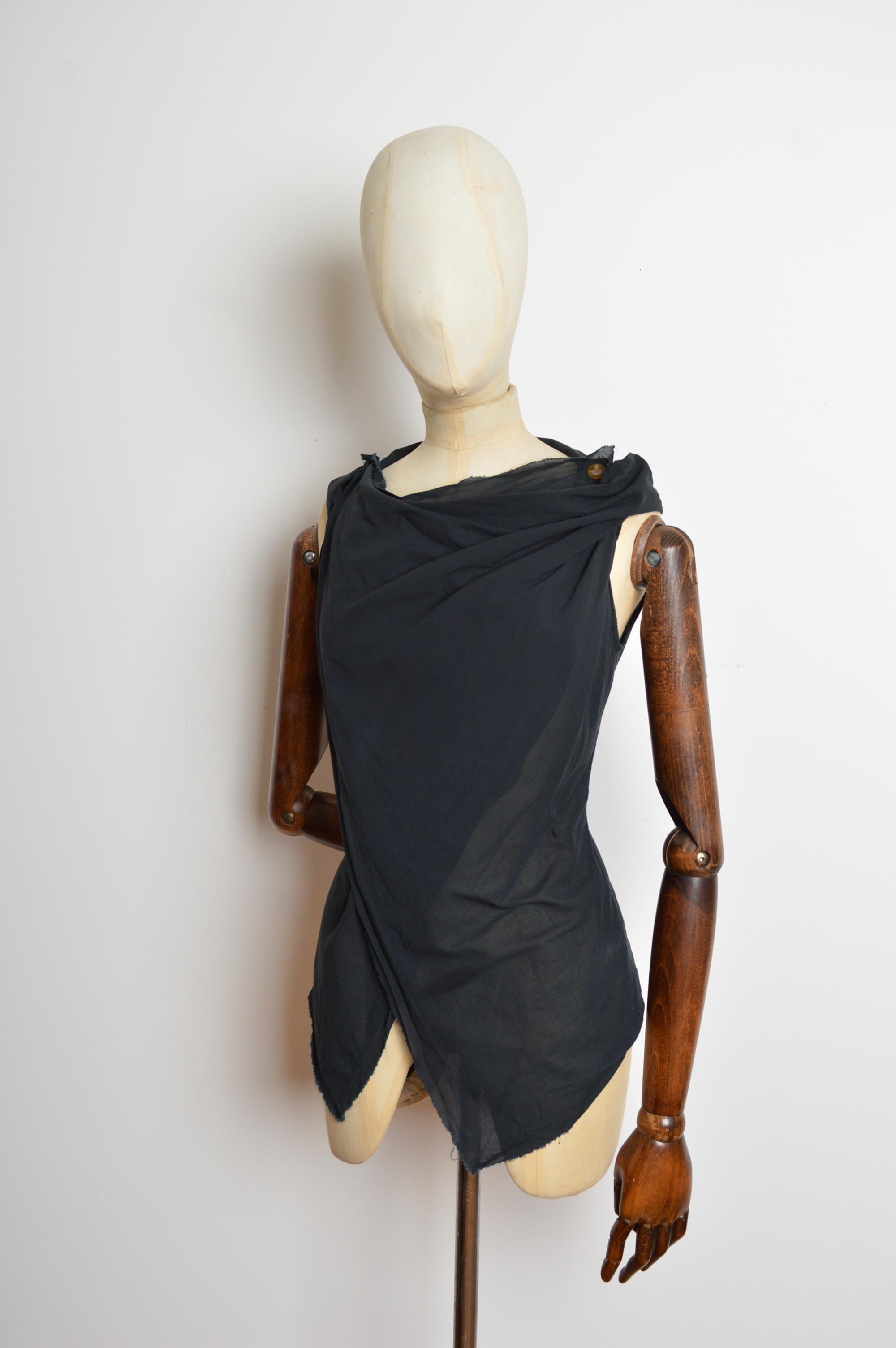 Vivienne Westwood Gold Label Camicetta in garza di cotone nera Avant Guard Top in vendita 4