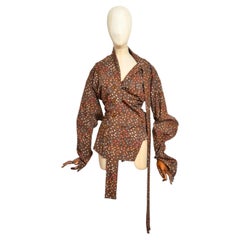 Vivienne Westwood Gold Label C. 2010 Brown Asymmetric Print Deconstructed Shirt