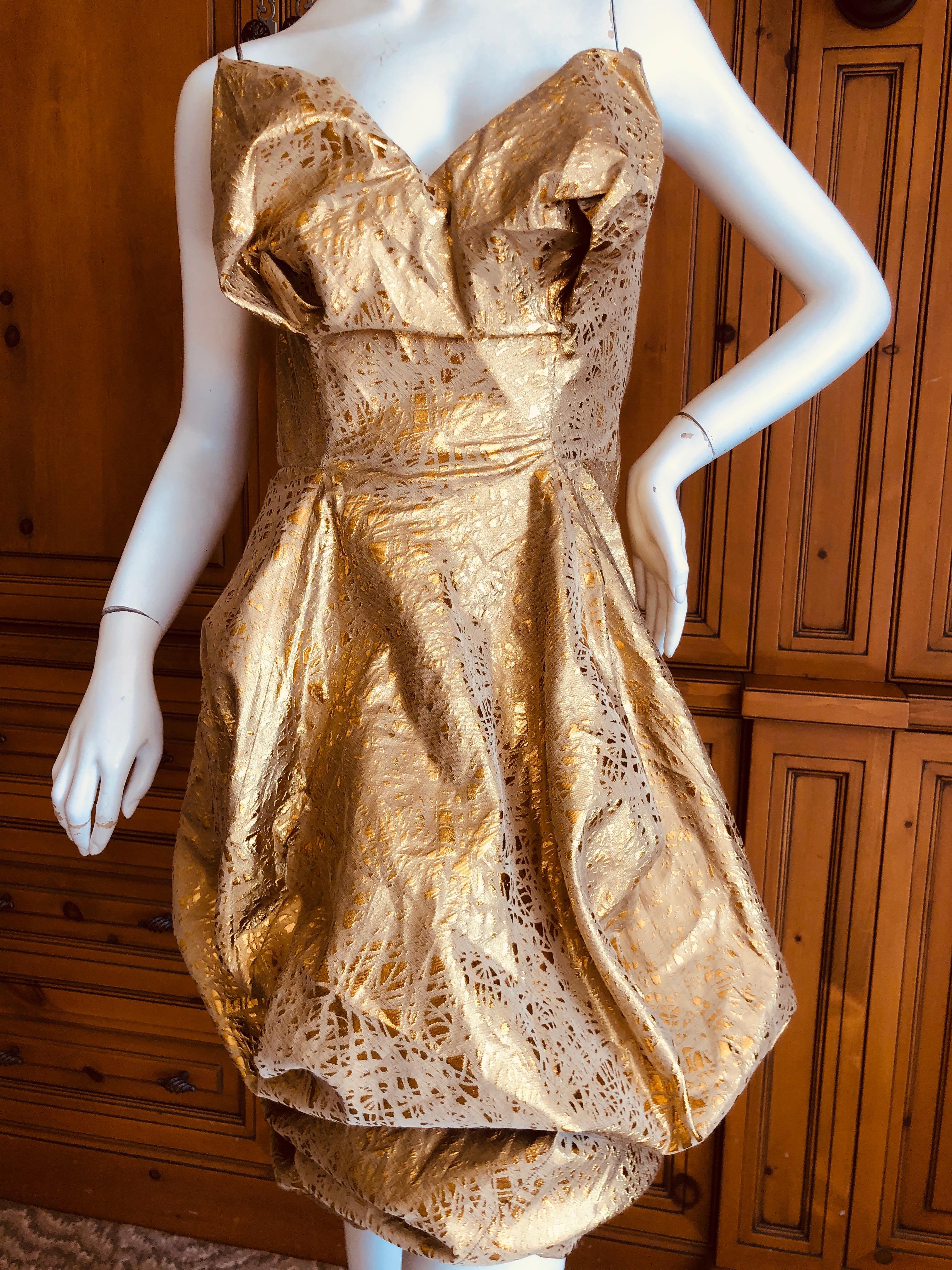 Vivienne Westwood Gold Label Gold Brocade Cocktail Dress with Built In Corset For Sale 2