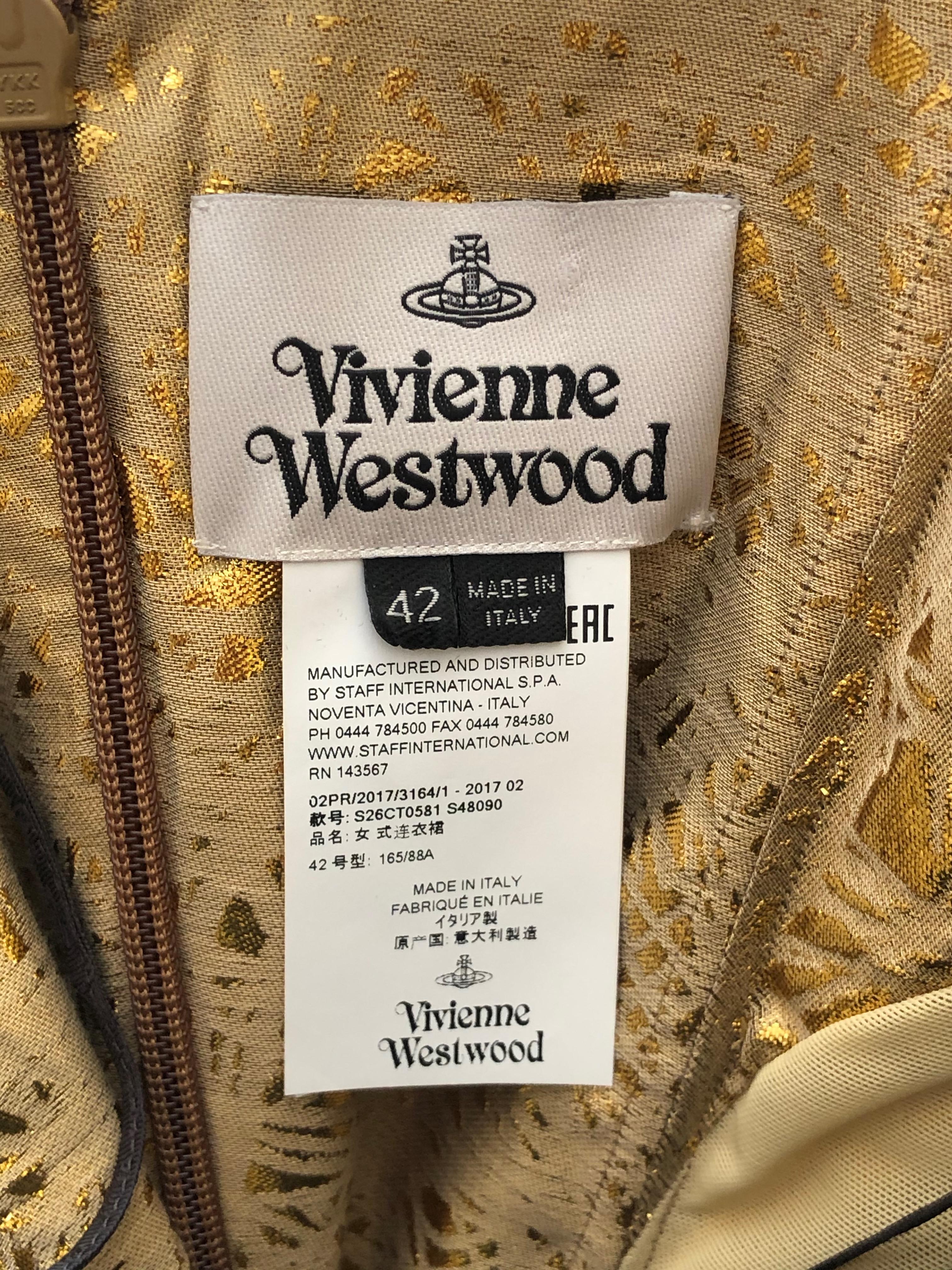 Vivienne Westwood Gold Label Gold Brocade Cocktail Dress with Built In Corset For Sale 3