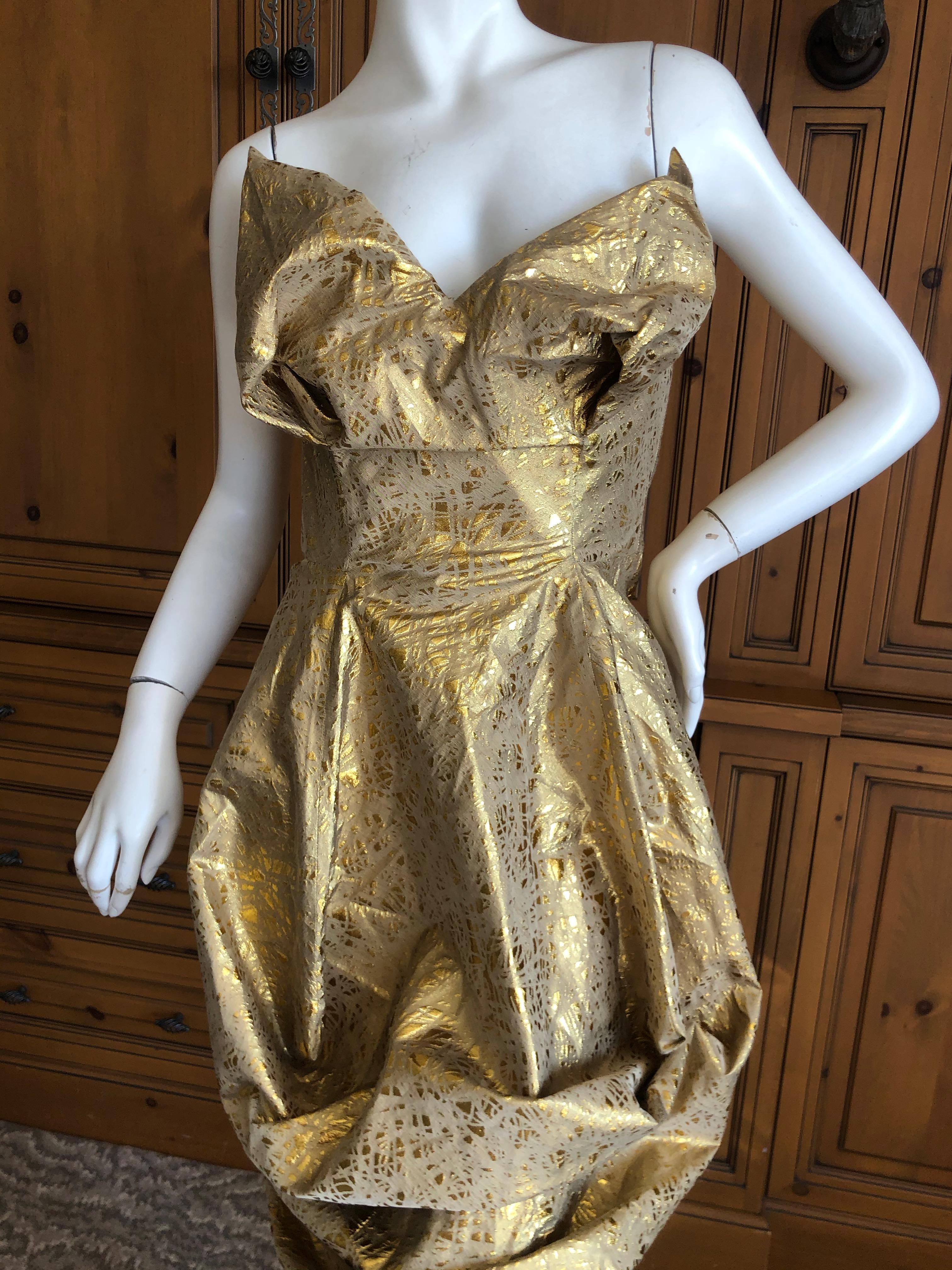 Vivienne Westwood Gold Label Gold Brocade Cocktail Dress with Built In Corset In Excellent Condition For Sale In Cloverdale, CA
