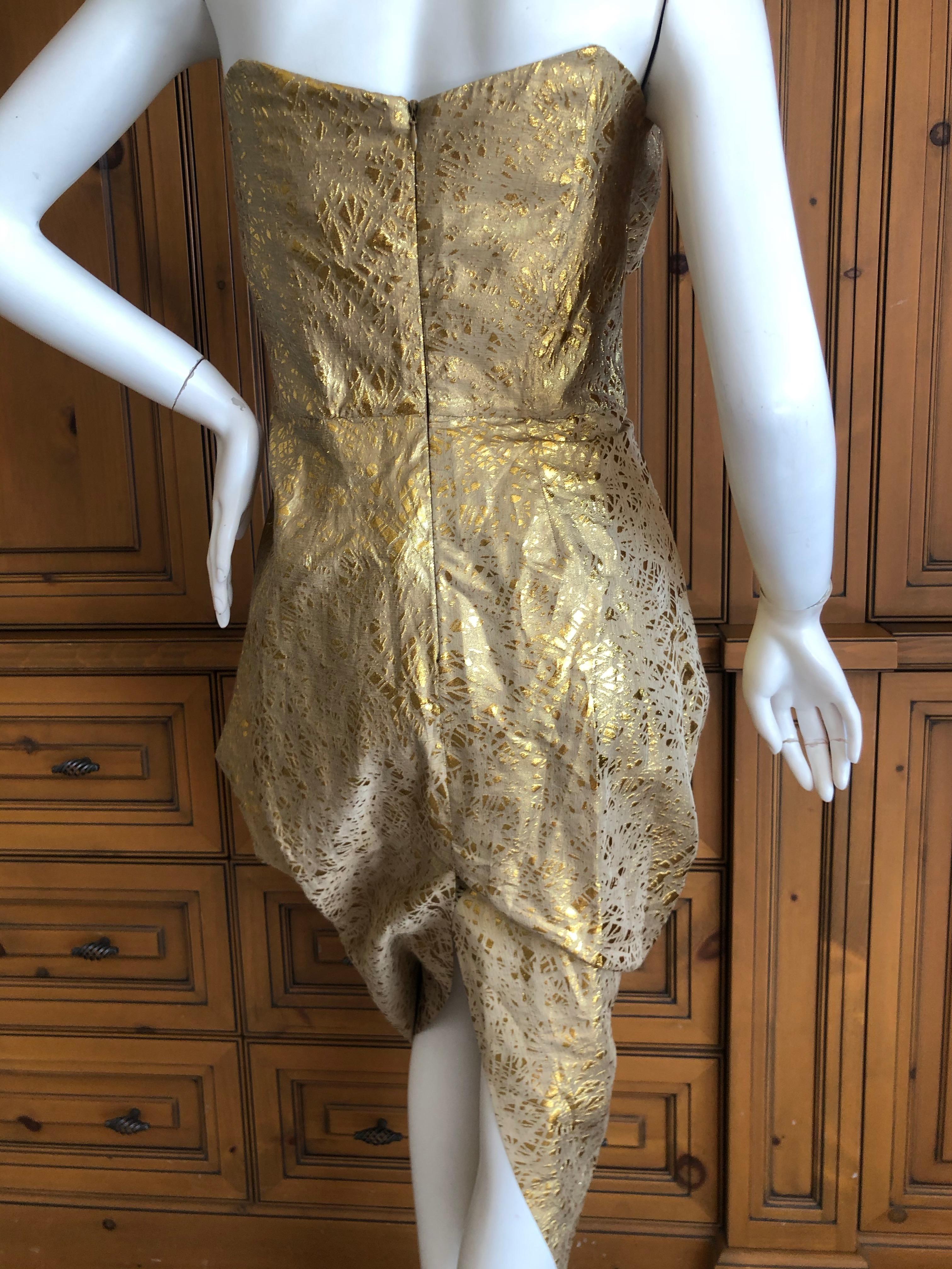 Women's Vivienne Westwood Gold Label Gold Brocade Cocktail Dress with Built In Corset For Sale