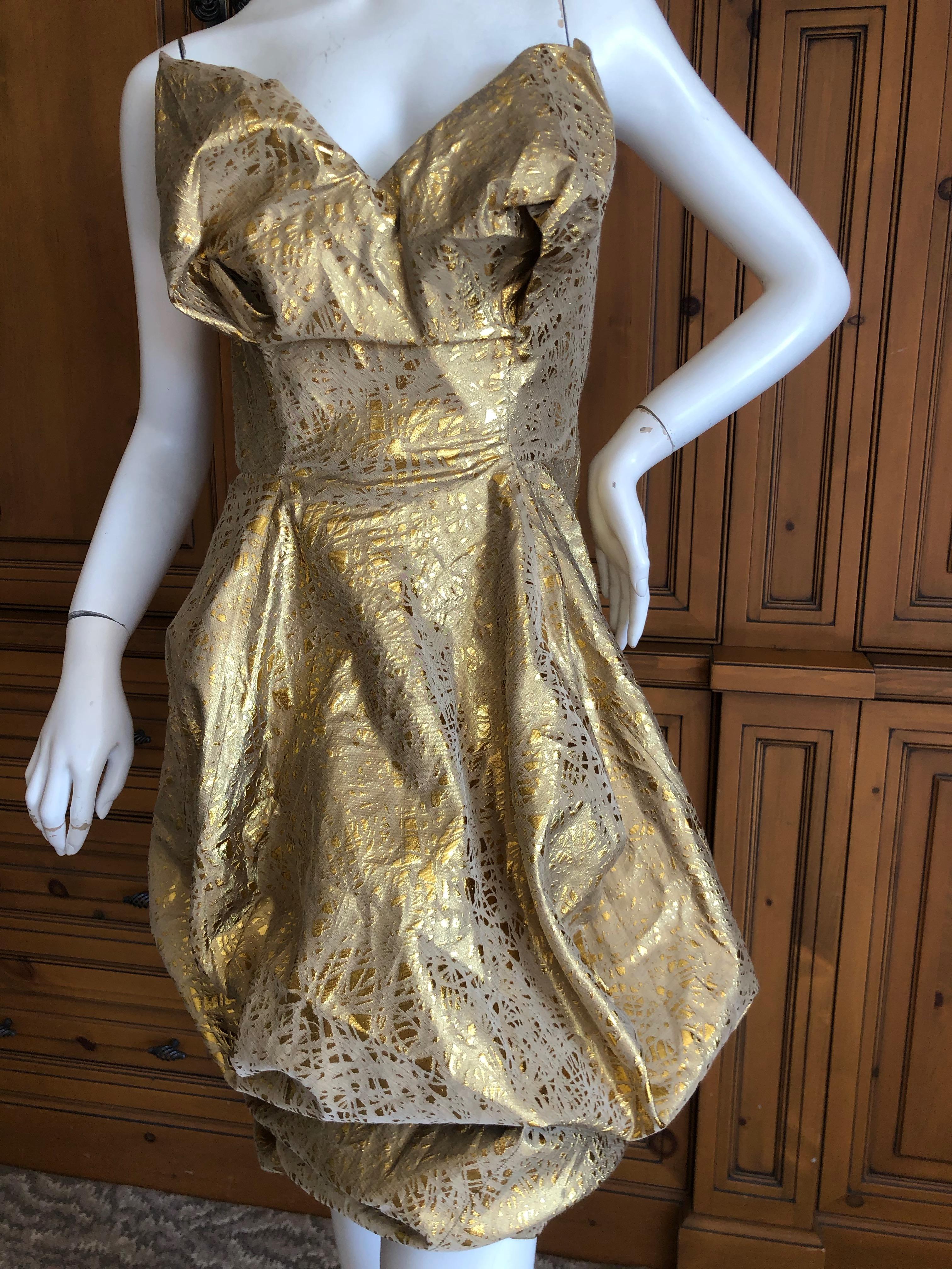 Vivienne Westwood Gold Label Gold Brocade Cocktail Dress with Built In Corset For Sale 1