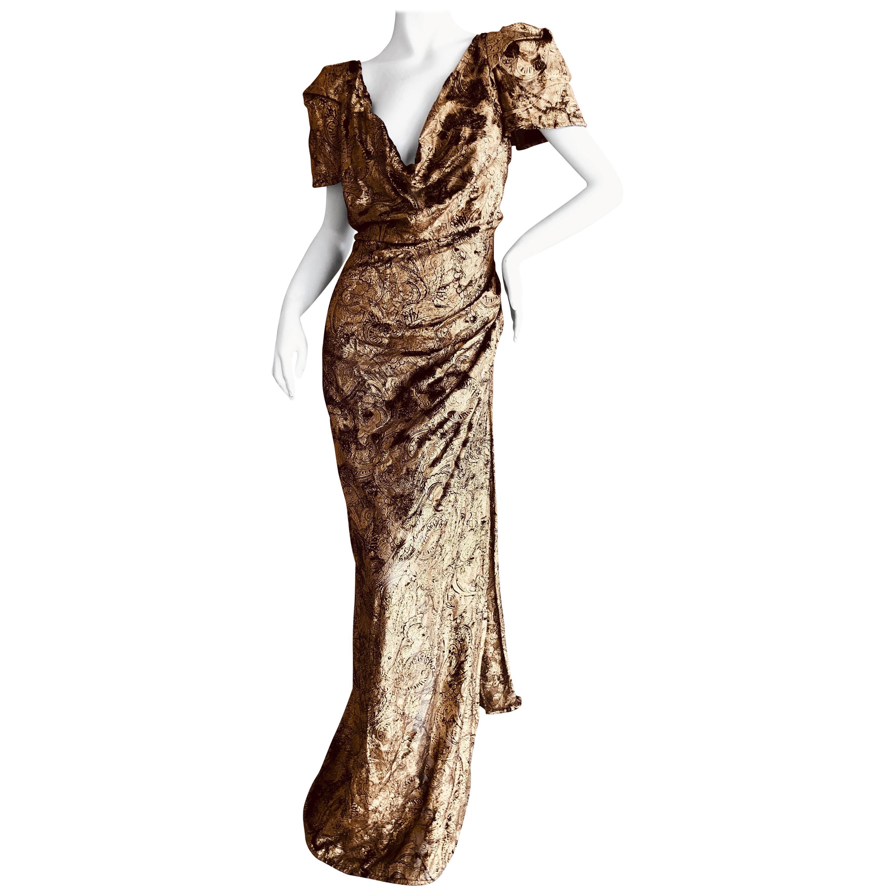 Vivienne Westwood Gold Label Gold Devore Velvet "Virginia" Dress New with Tags For Sale