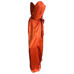 Vivienne Westwood Gold Label Orange  "Dalma" Silk Satin Evening Dress NWT UK12