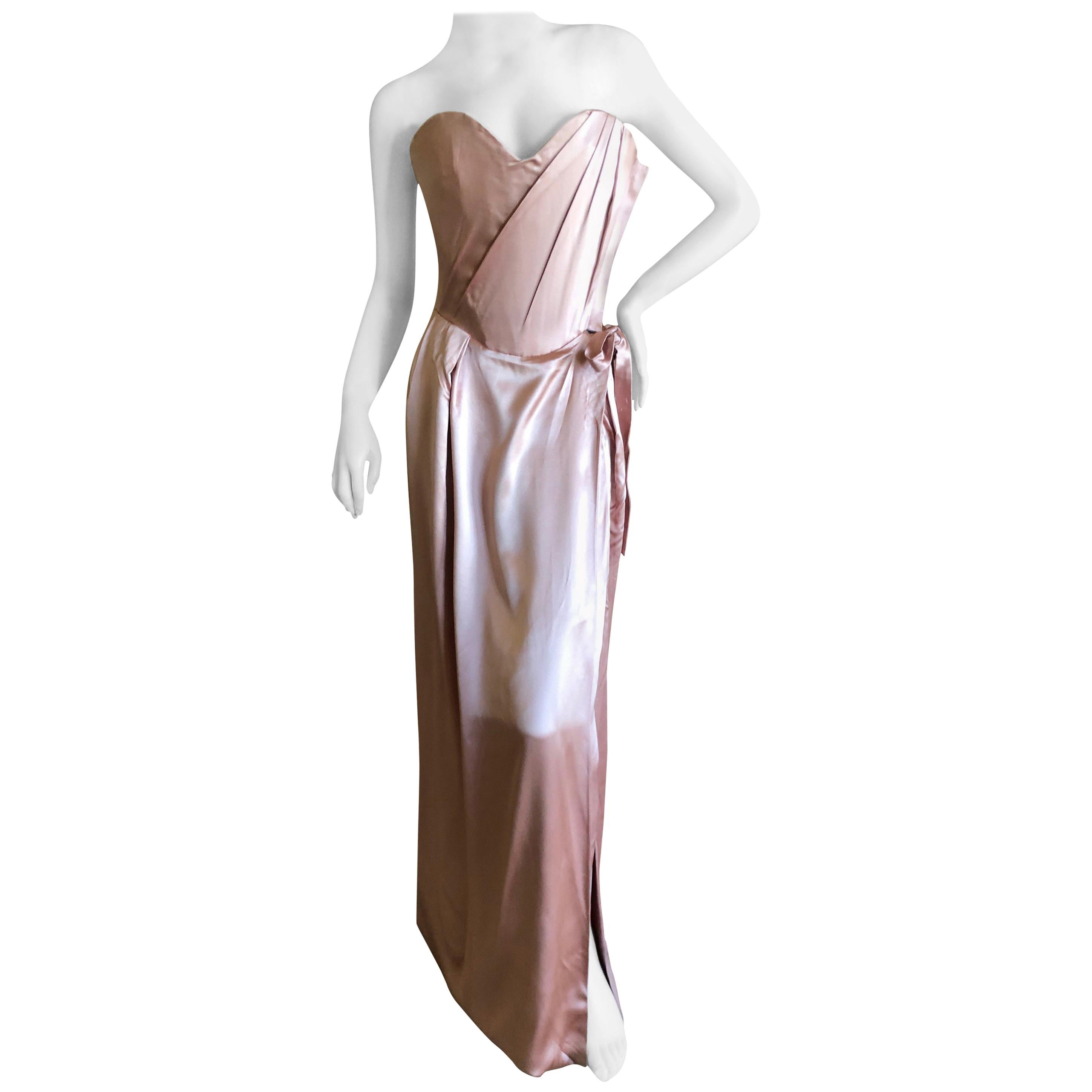 Vivienne Westwood Gold Label Rose Pink "Dalma" Silk Satin Evening Dress NWT UK12 For Sale