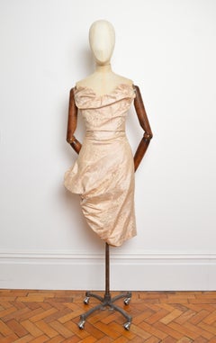 Vivienne Westwood Gold Label Strapless Cream Oyster Floral Jacquard Corset Dress