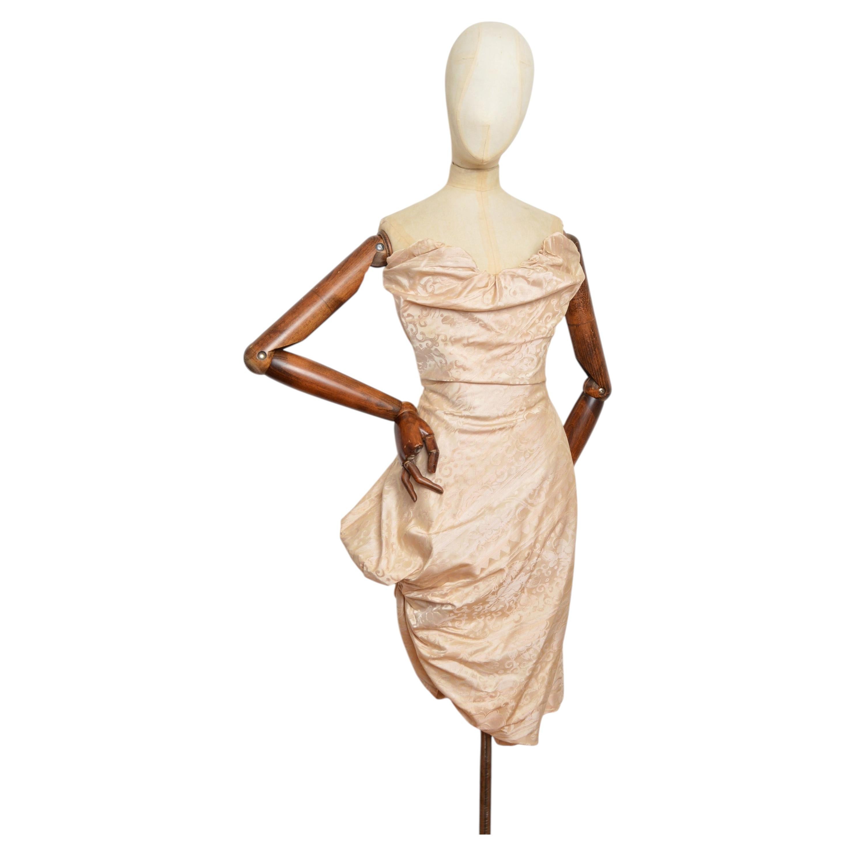 Vivienne Westwood Gold Label Strapless Cream Oyster Floral Jacquard Corset Dress