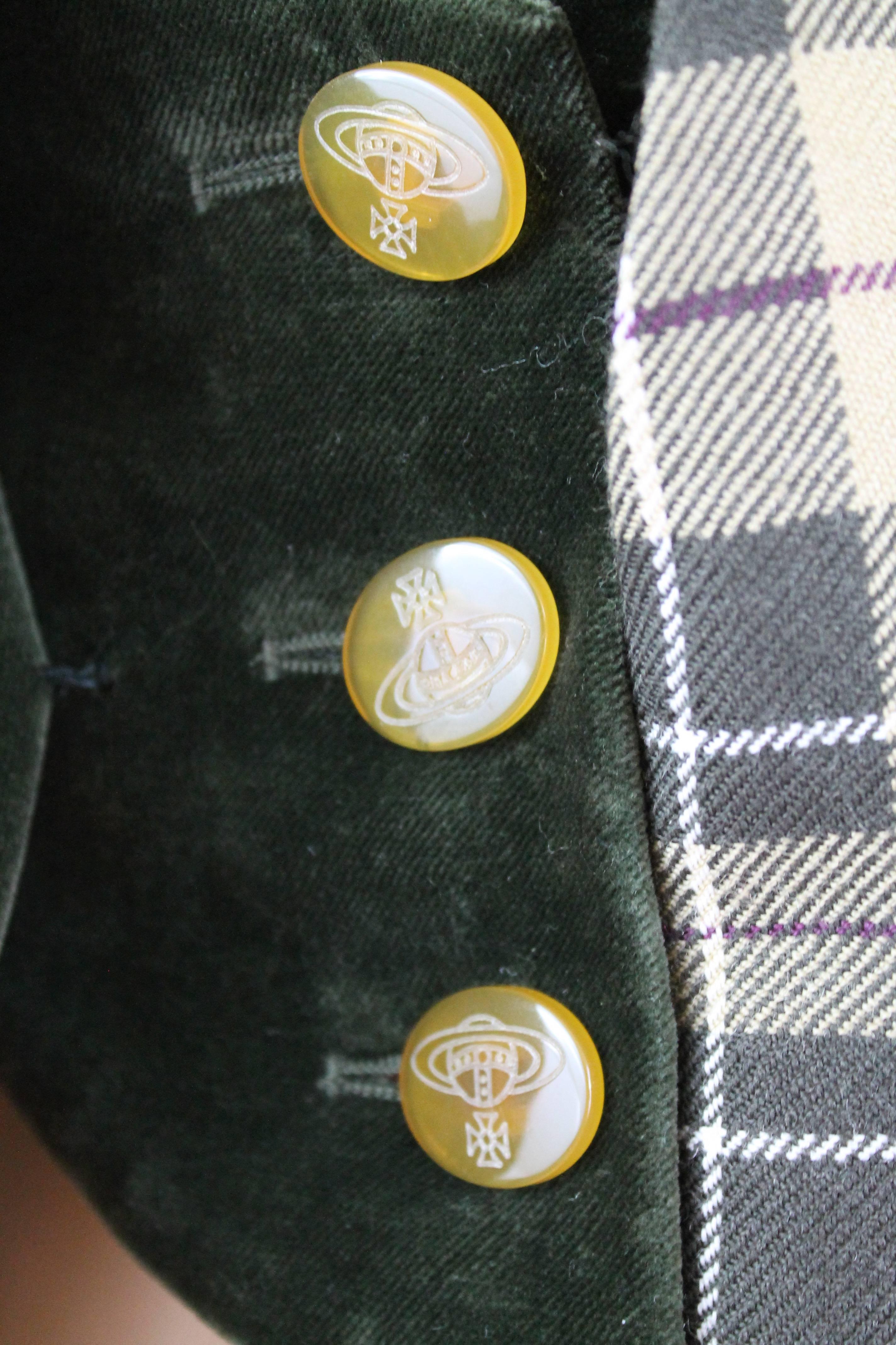 Women's Vivienne Westwood Gold Label Tartan Waistcoat Jacket from AW1997 Size US  6 For Sale