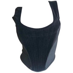 Vivienne Westwood Gold Label Vintage Velvet Trimmed Corset Top 12 UK