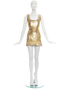 Vivienne Westwood gold leather corset and mini skirt, 'Time Machine' ss 1988