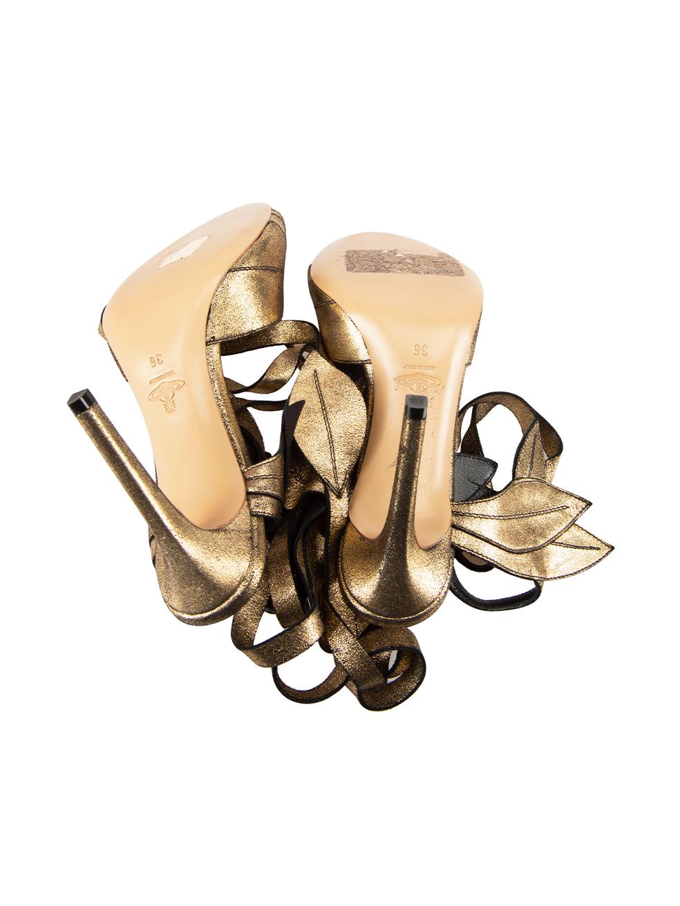 Women's Vivienne Westwood Gold Leather Lace Up Heels Size IT 36