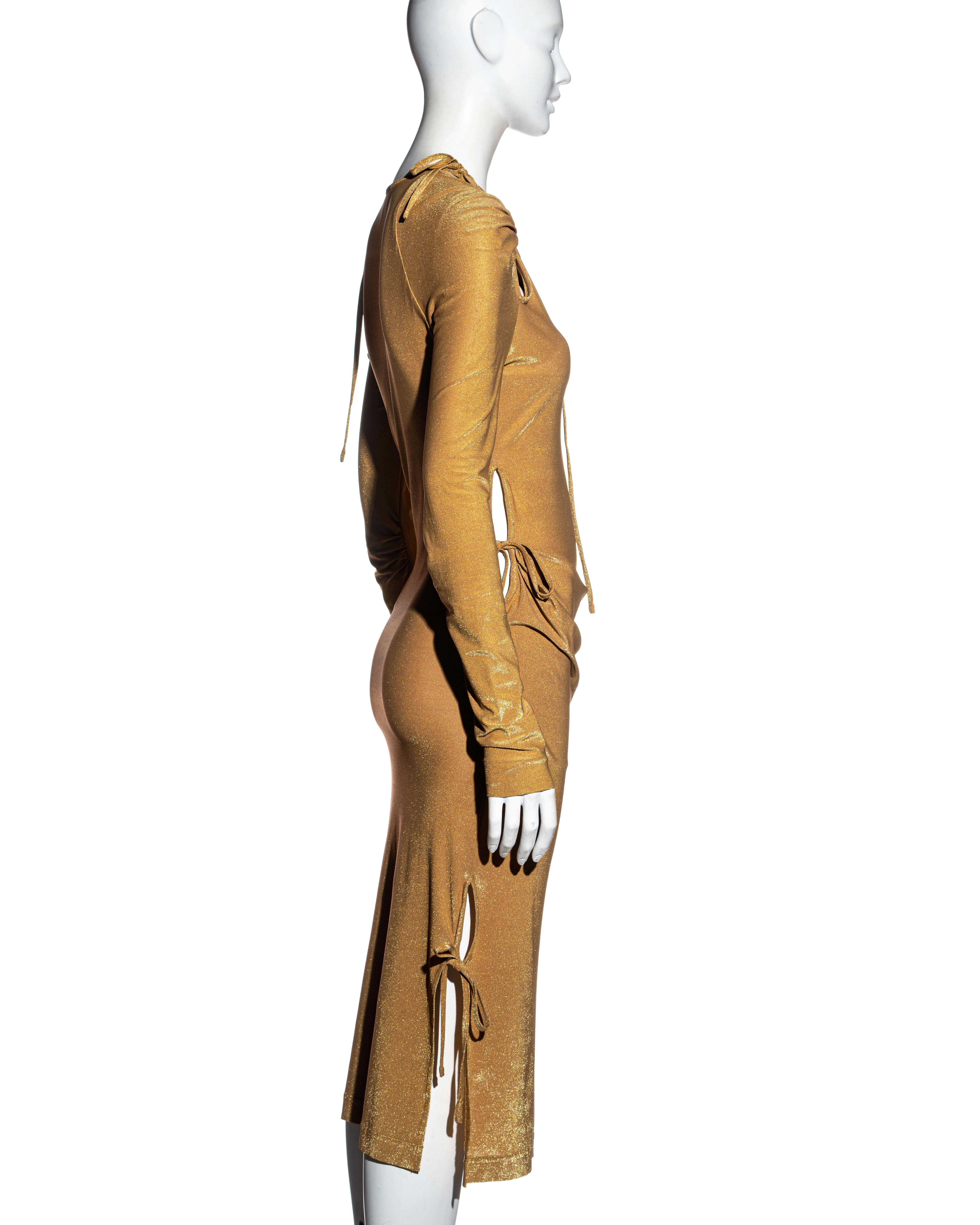 Vivienne Westwood gold stretch lurex evening dress with cut outs, fw 1997 5