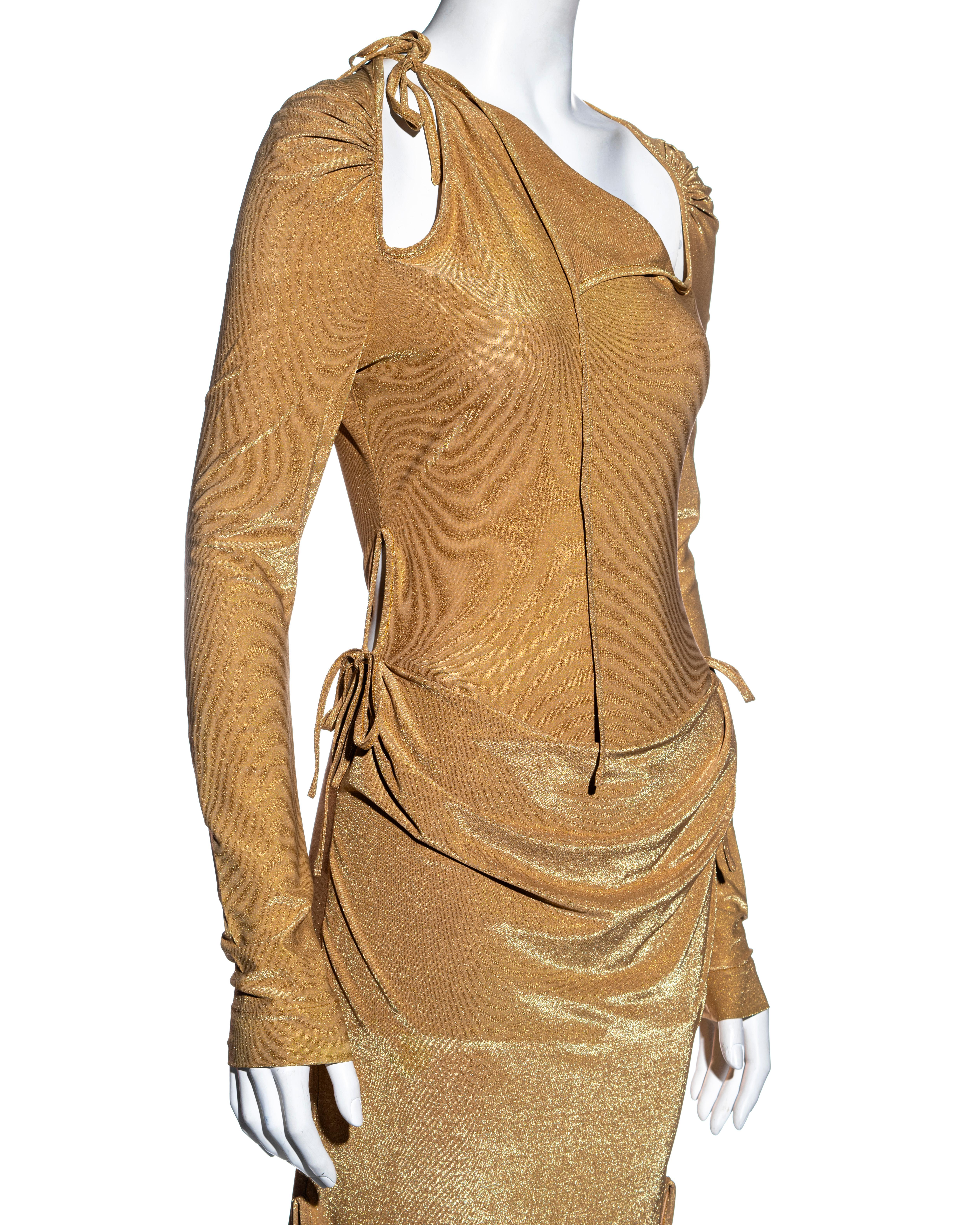 Vivienne Westwood gold stretch lurex evening dress with cut outs, fw 1997 3
