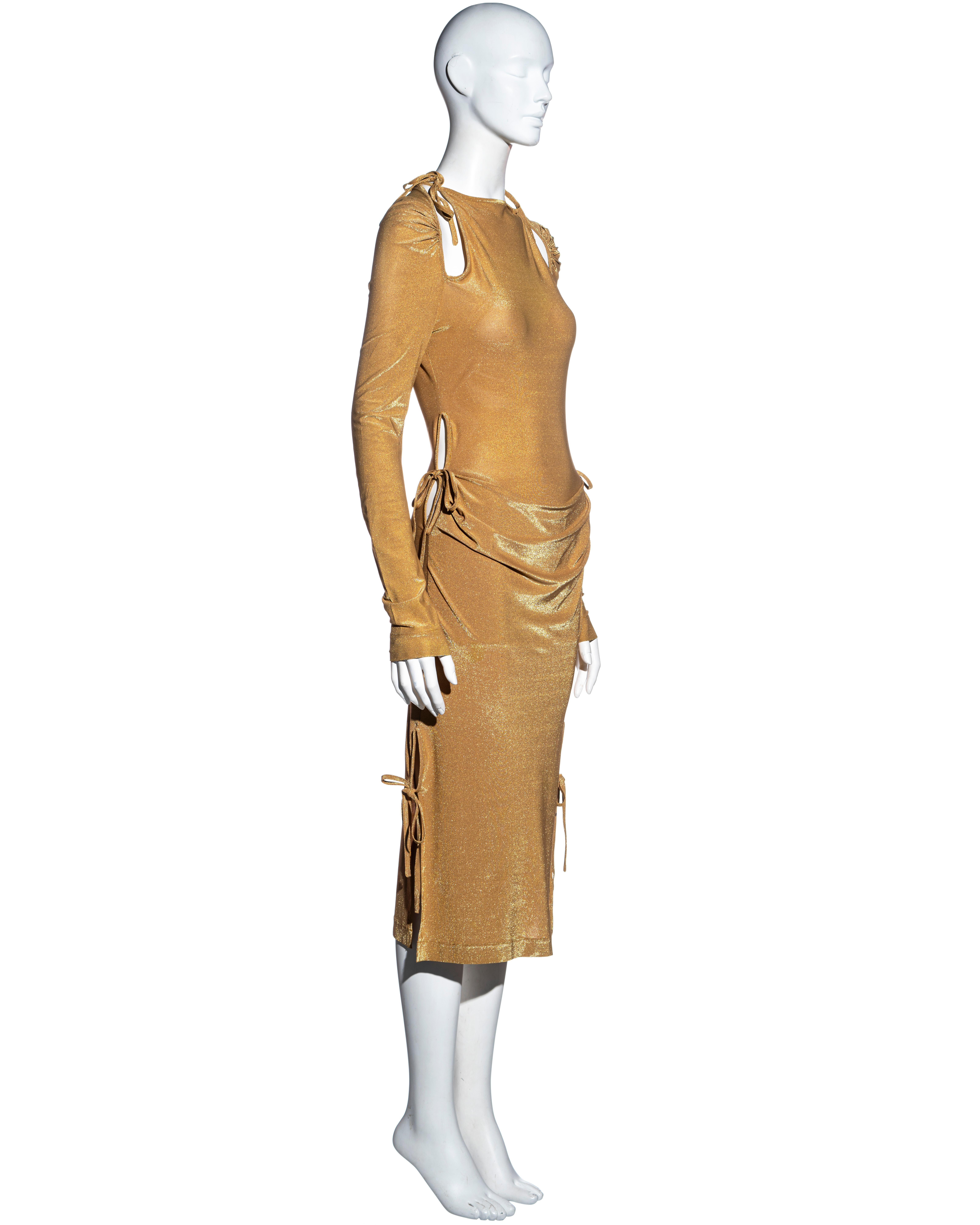 Vivienne Westwood gold stretch lurex evening dress with cut outs, fw 1997 4