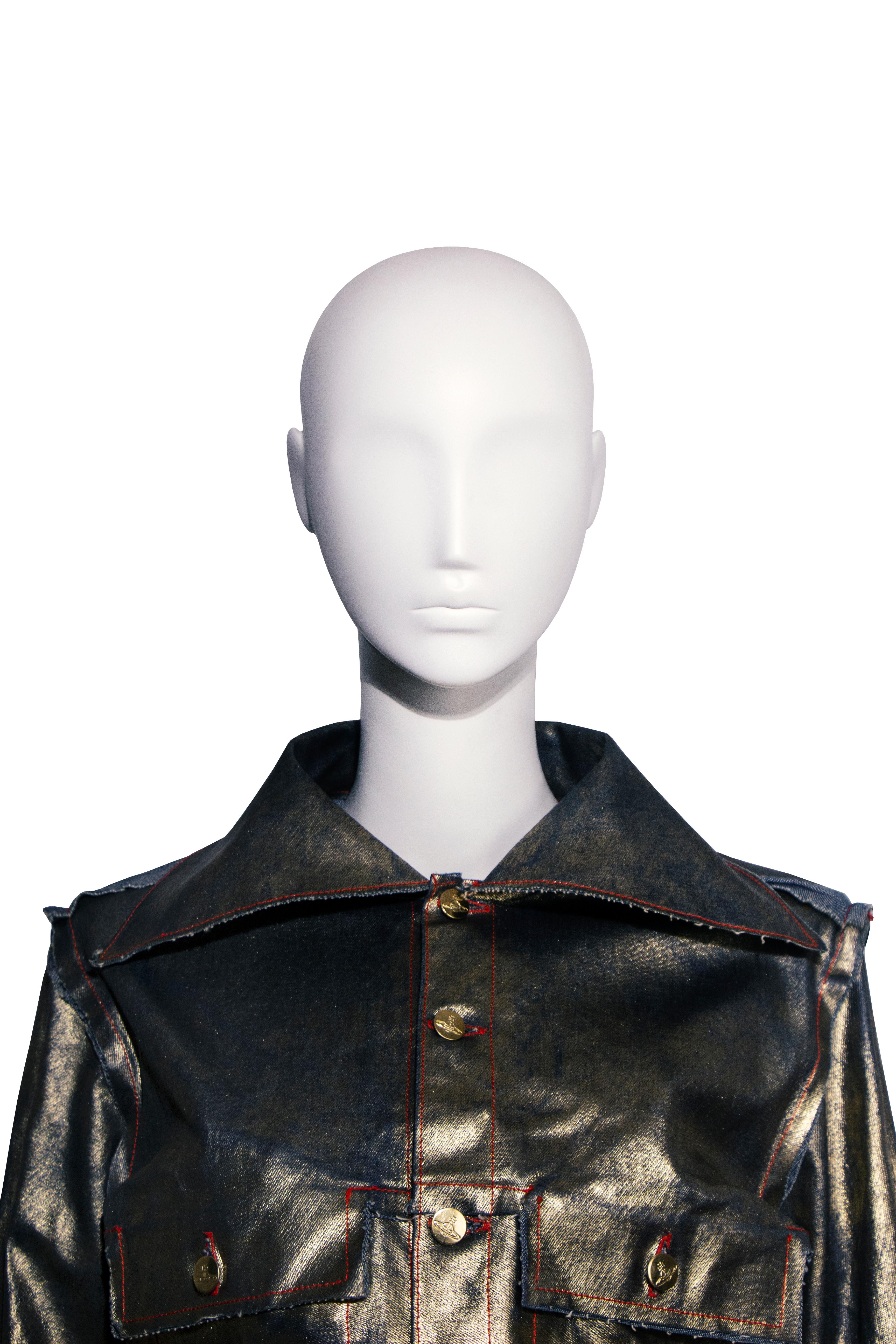  Vivienne Westwood 'Grand Hotel' metallic gold painted denim jacket, ss 1993 For Sale 9