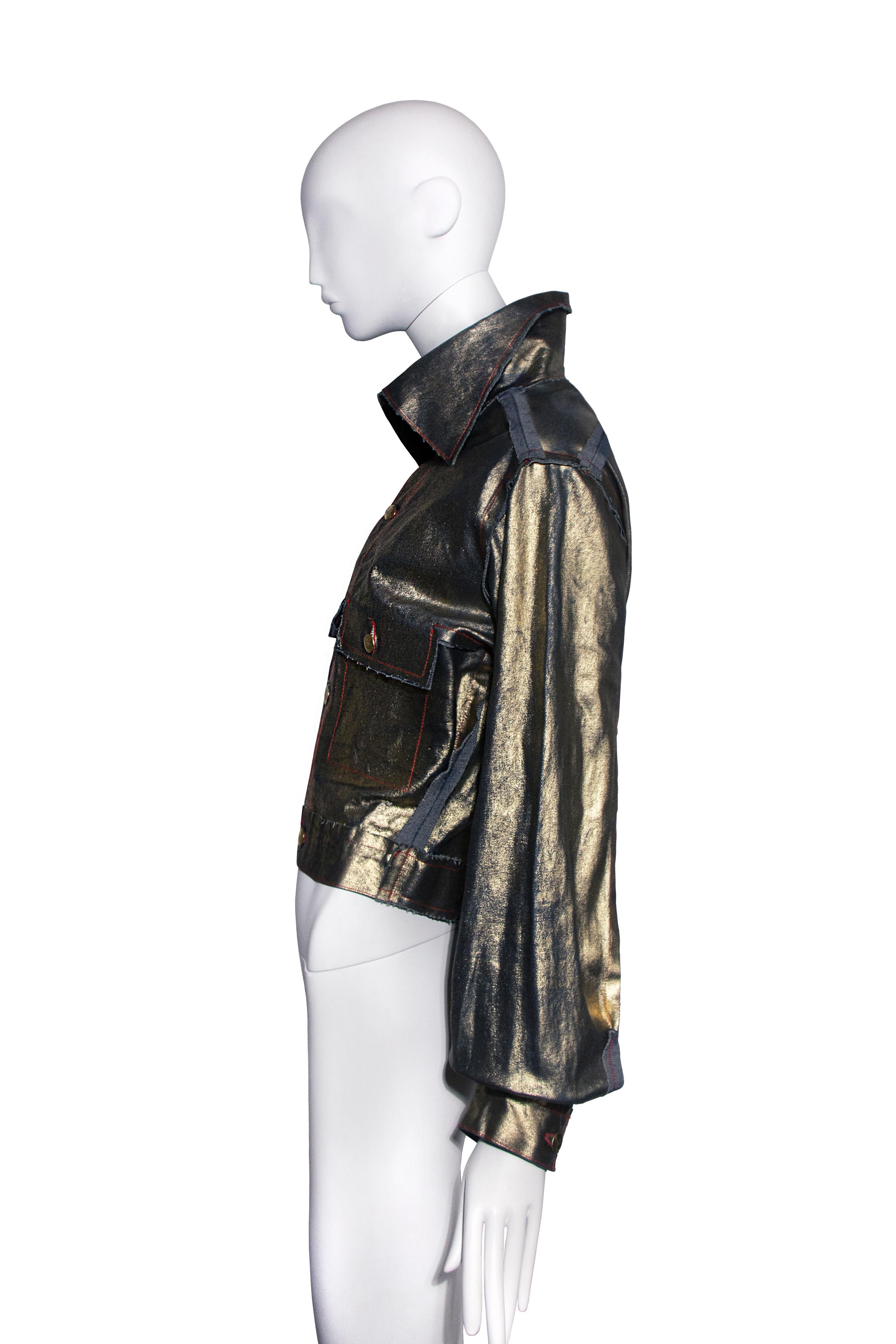  Vivienne Westwood 'Grand Hotel' metallic gold painted denim jacket, ss 1993 For Sale 3