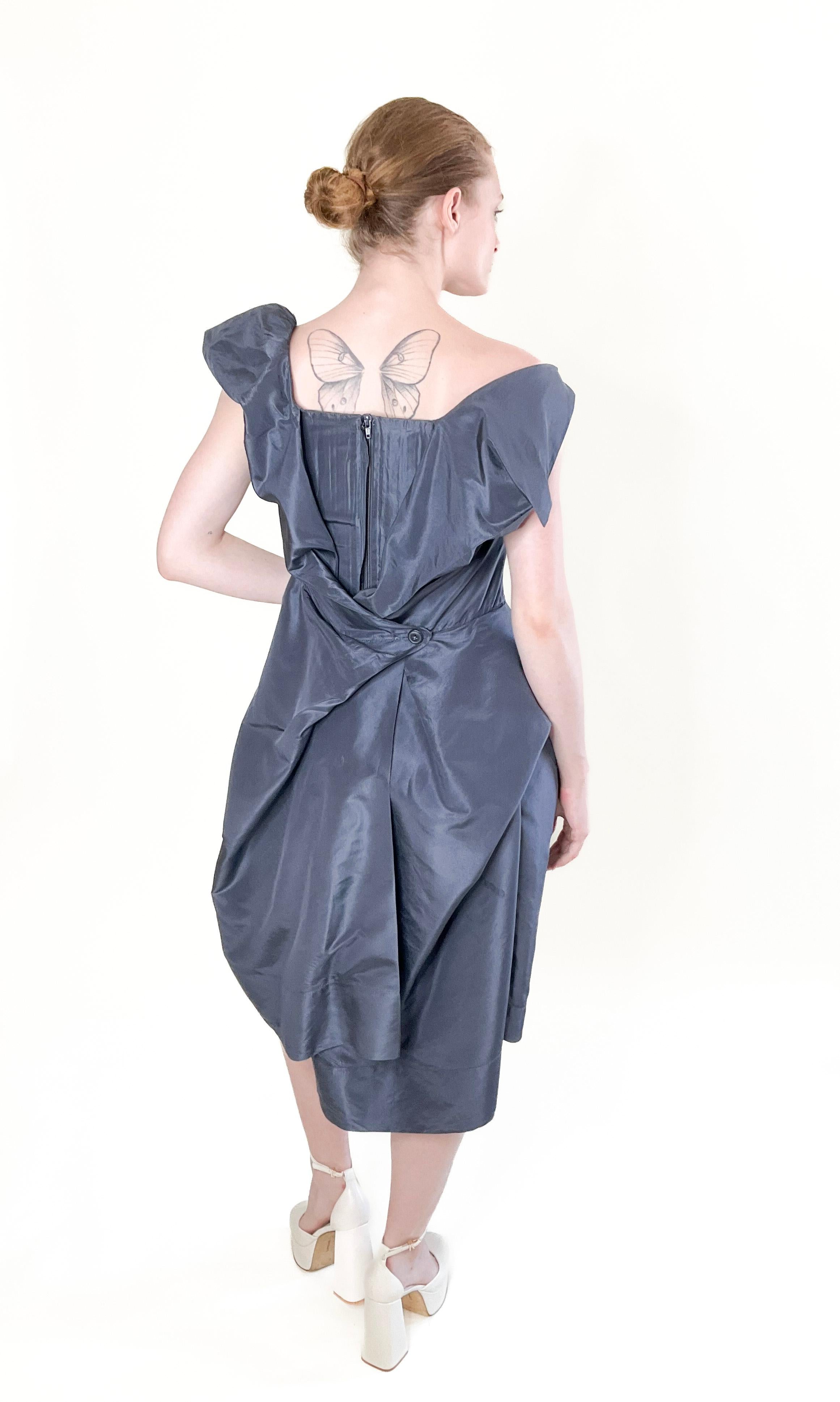 Vivienne Westwood Graphite Blue Silk corset Cocktail Dress For Sale 1
