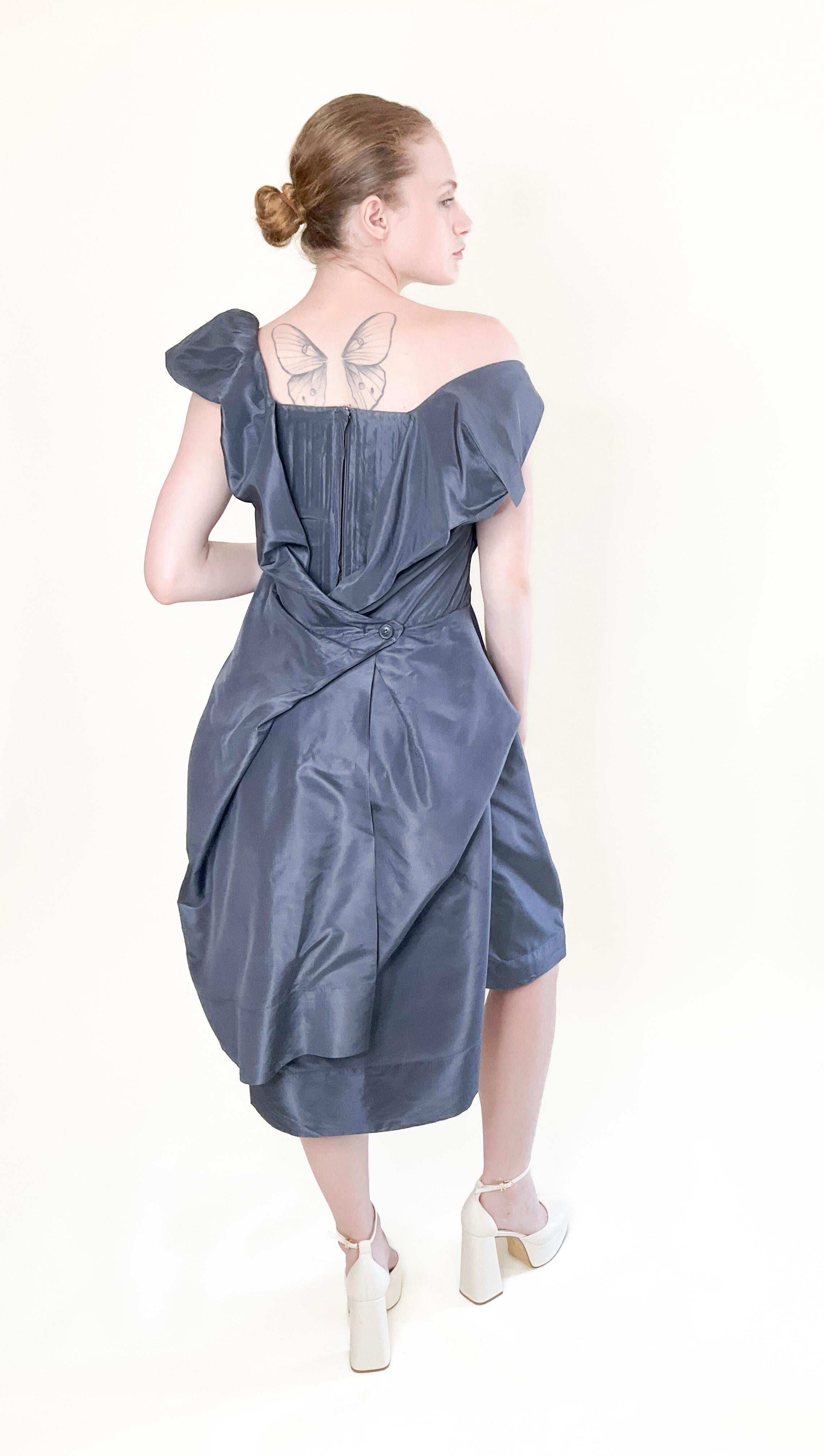 Vivienne Westwood Graphite Blue Silk corset Cocktail Dress For Sale 2