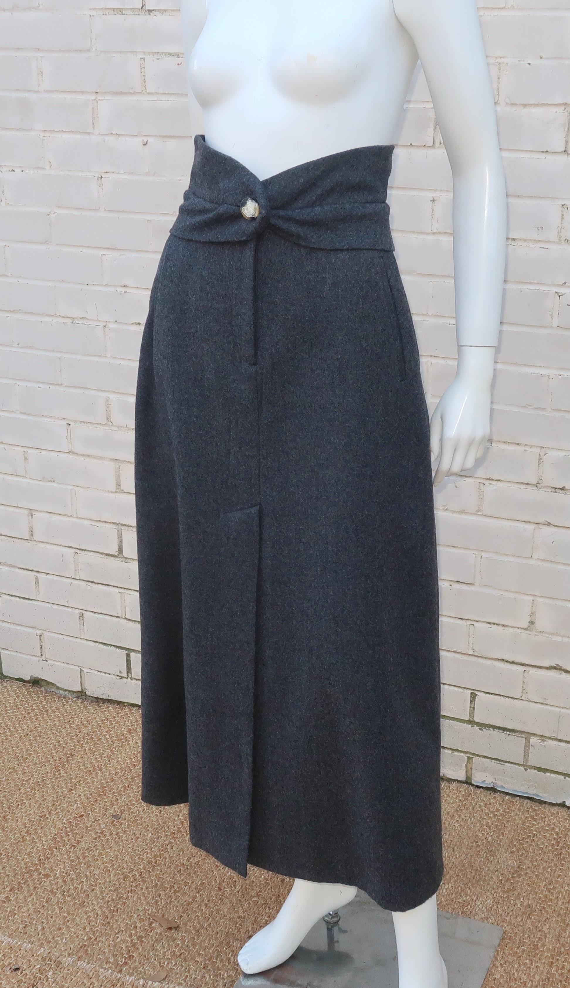 Women's Vivienne Westwood Gray Wool High Waist Maxi Skirt 