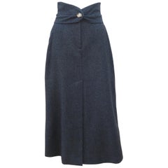 Vintage Vivienne Westwood Gray Wool High Waist Maxi Skirt 