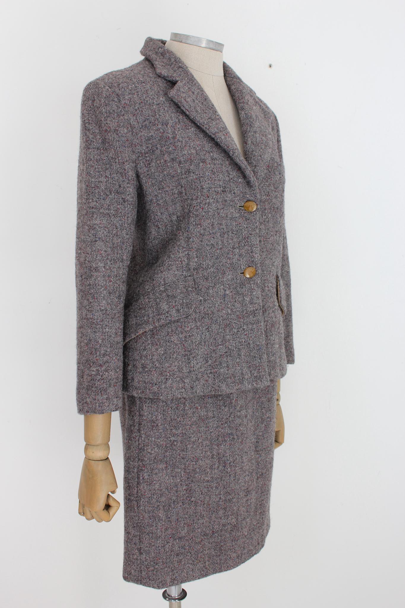 Women's Vivienne Westwood Gray Wool Vintage Tweed Suit Skirt 90s