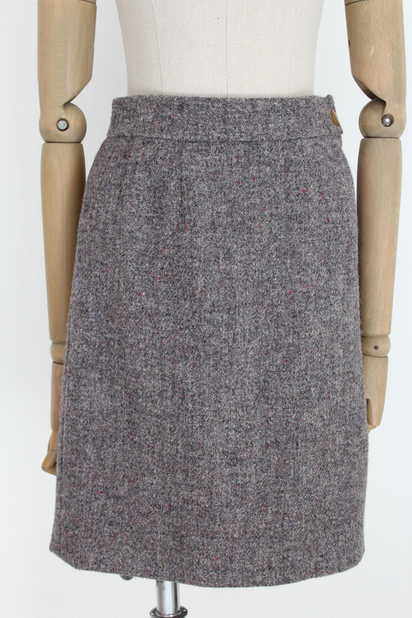 Vivienne Westwood Gray Wool Vintage Tweed Suit Skirt 90s 3