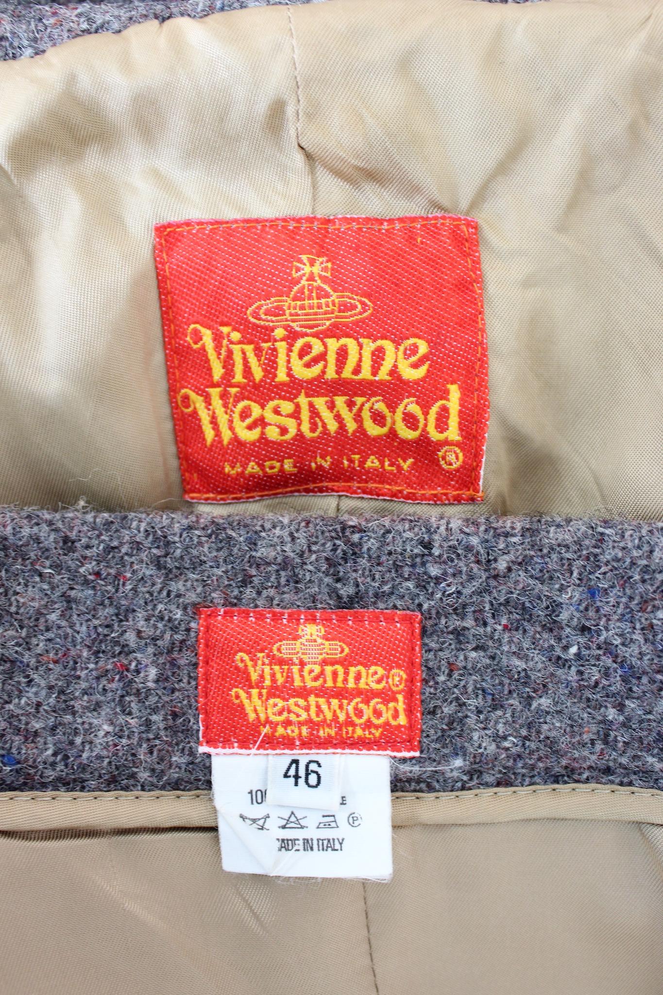 Vivienne Westwood Gray Wool Vintage Tweed Suit Skirt 90s 4