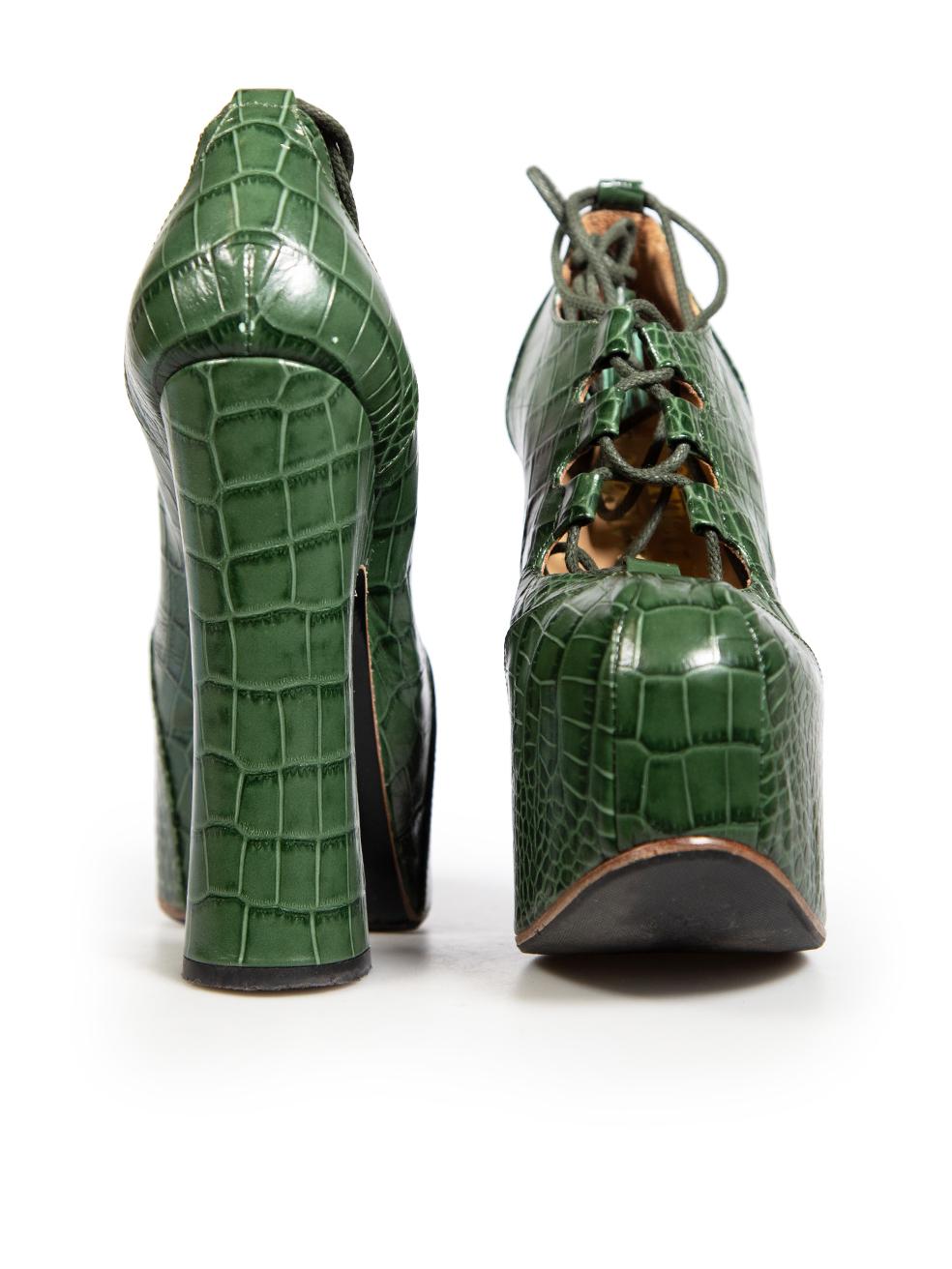 Gray Vivienne Westwood Green Leather Ghillie Heels Size IT 39