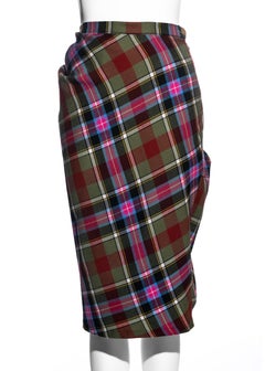Vivienne Westwood green tartan bias cut bustled pencil skirt, fw 1993