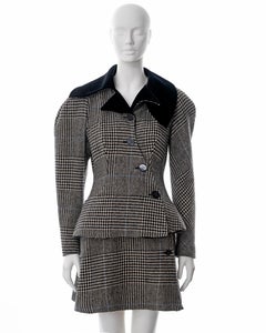 Vivienne Westwood grey houndstooth check tweed skirt suit, fw 1996