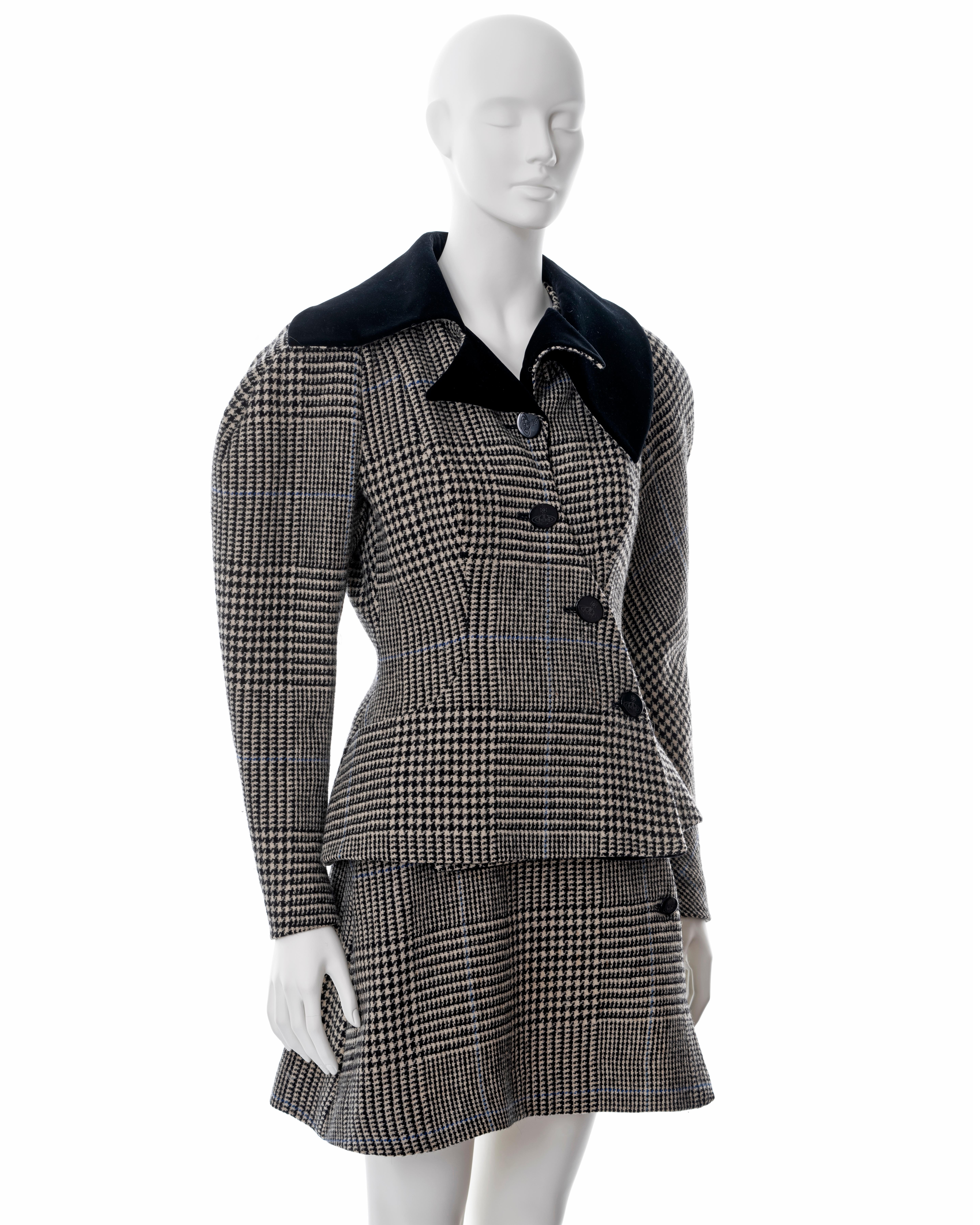 Vivienne Westwood grey houndstooth check tweed skirt suit, fw 1996 1
