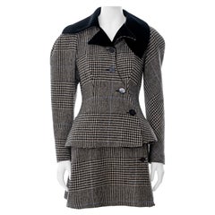 Vivienne Westwood Grauer Tweedrock mit Hahnentrittmuster aus grauem Tweed, H/W 1996