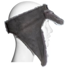 Vintage Vivienne Westwood grey sheepskin topless trapper hat, fw 1994